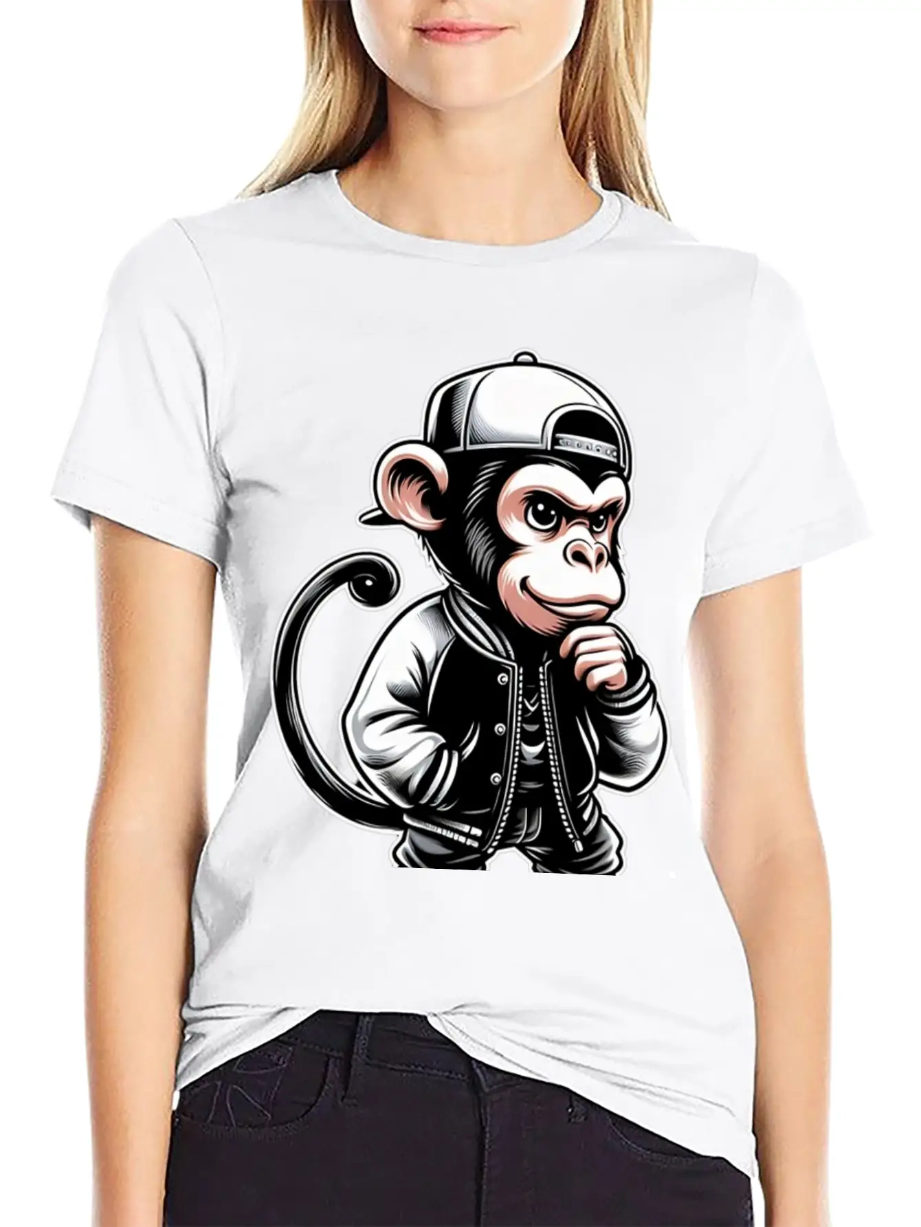 T-shirt Funny Of A Monkey Dressed As Rap Timeless Short Sleeve Tee – Comfy And Minimalist Design