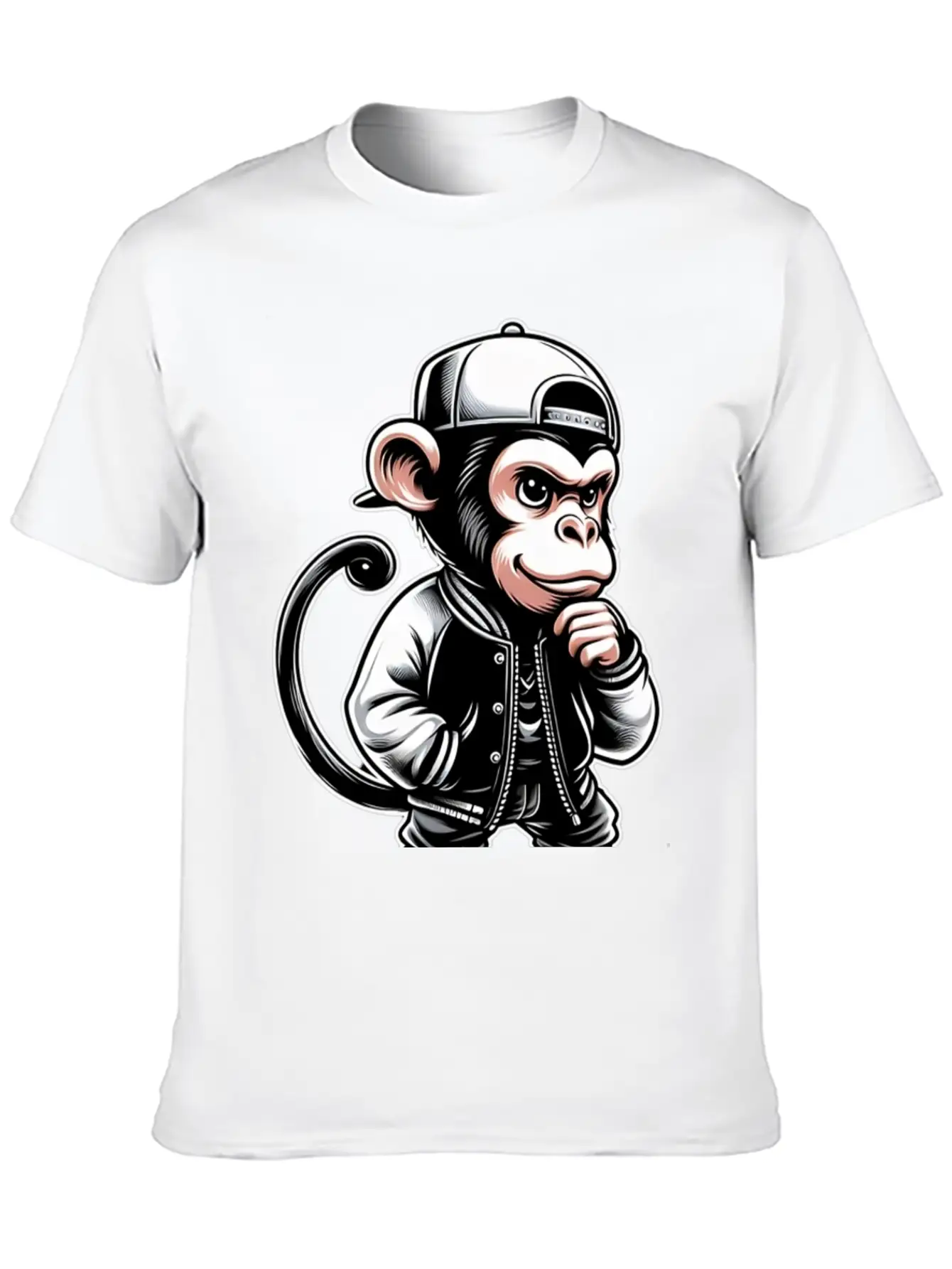 T-shirt Funny Of A Monkey Dressed As Rap Timeless Short Sleeve Tee – Comfy And Minimalist Design