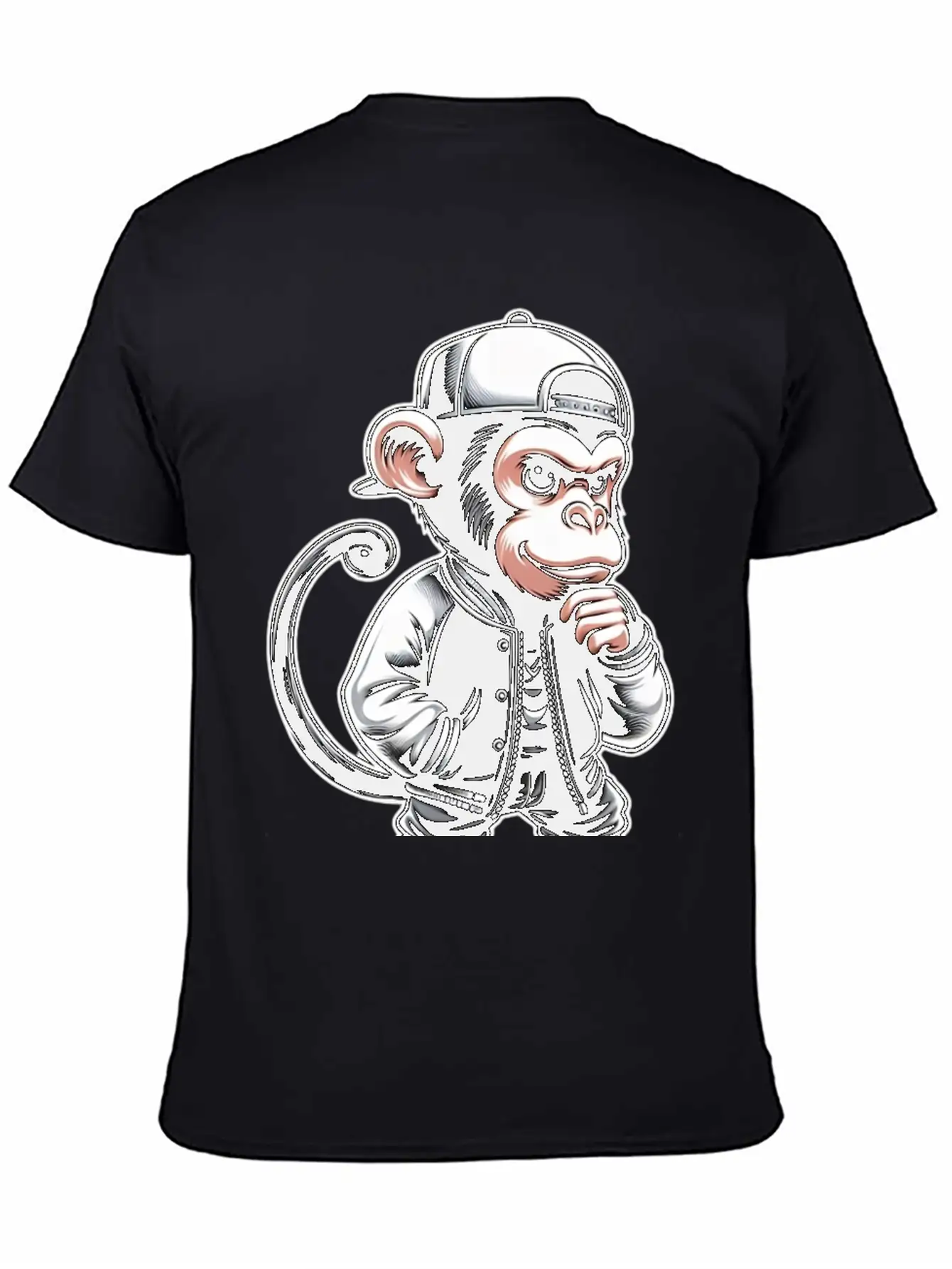 T-shirt Funny Of A Monkey Dressed As Rap Timeless Short Sleeve Tee – Comfy And Minimalist Design