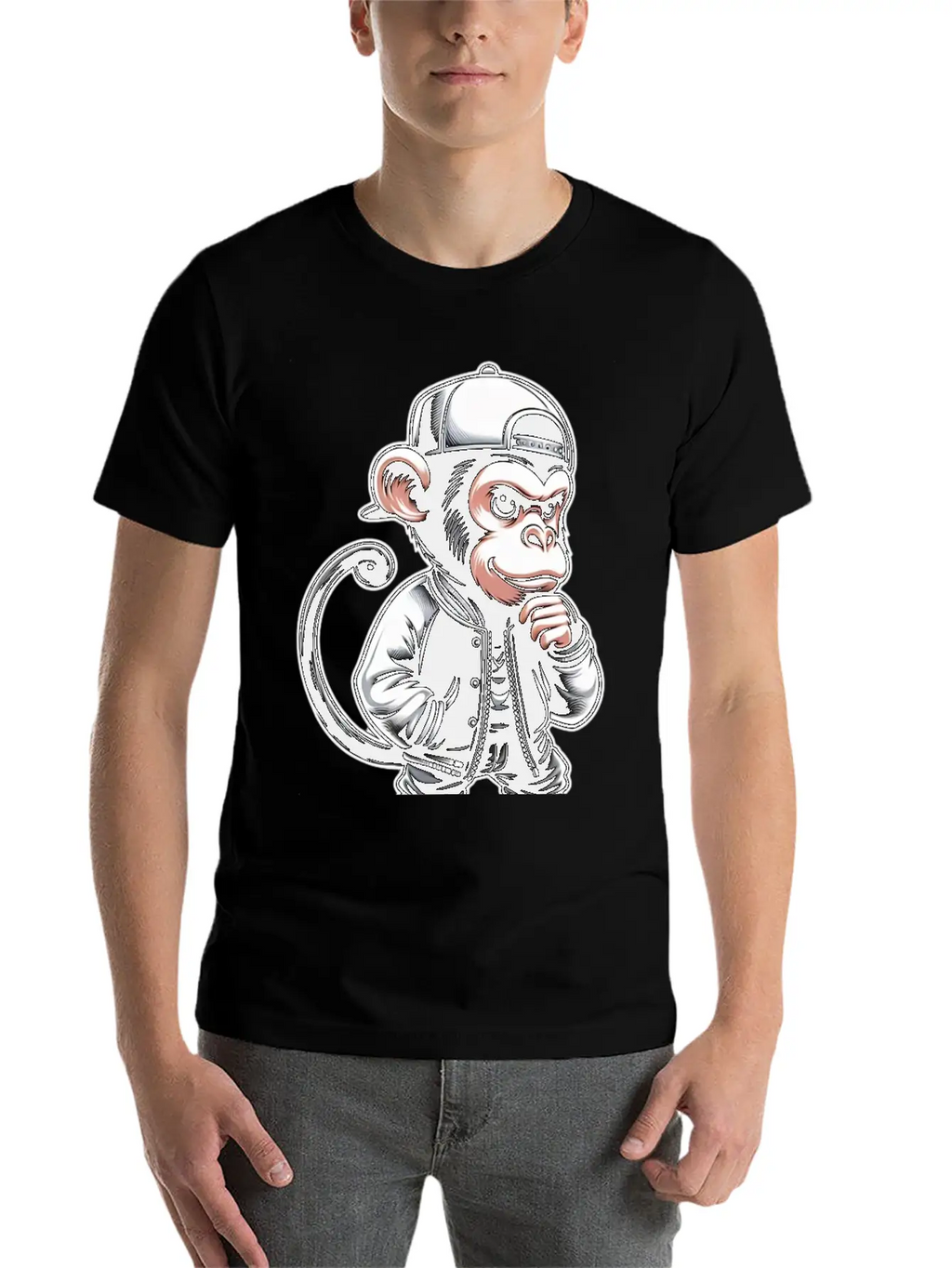 T-shirt Funny Of A Monkey Dressed As Rap Timeless Short Sleeve Tee – Comfy And Minimalist Design