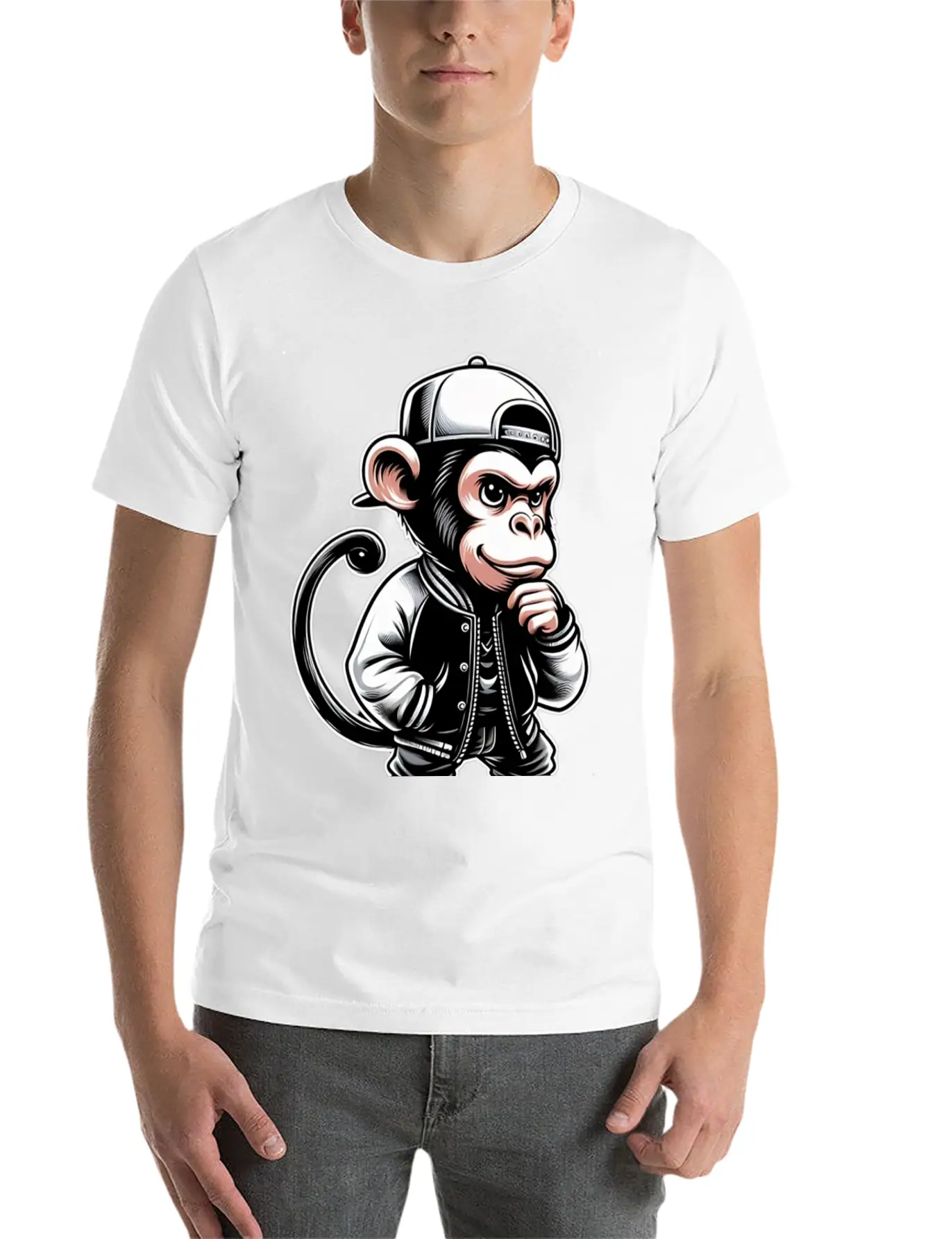 T-shirt Funny Of A Monkey Dressed As Rap Timeless Short Sleeve Tee – Comfy And Minimalist Design