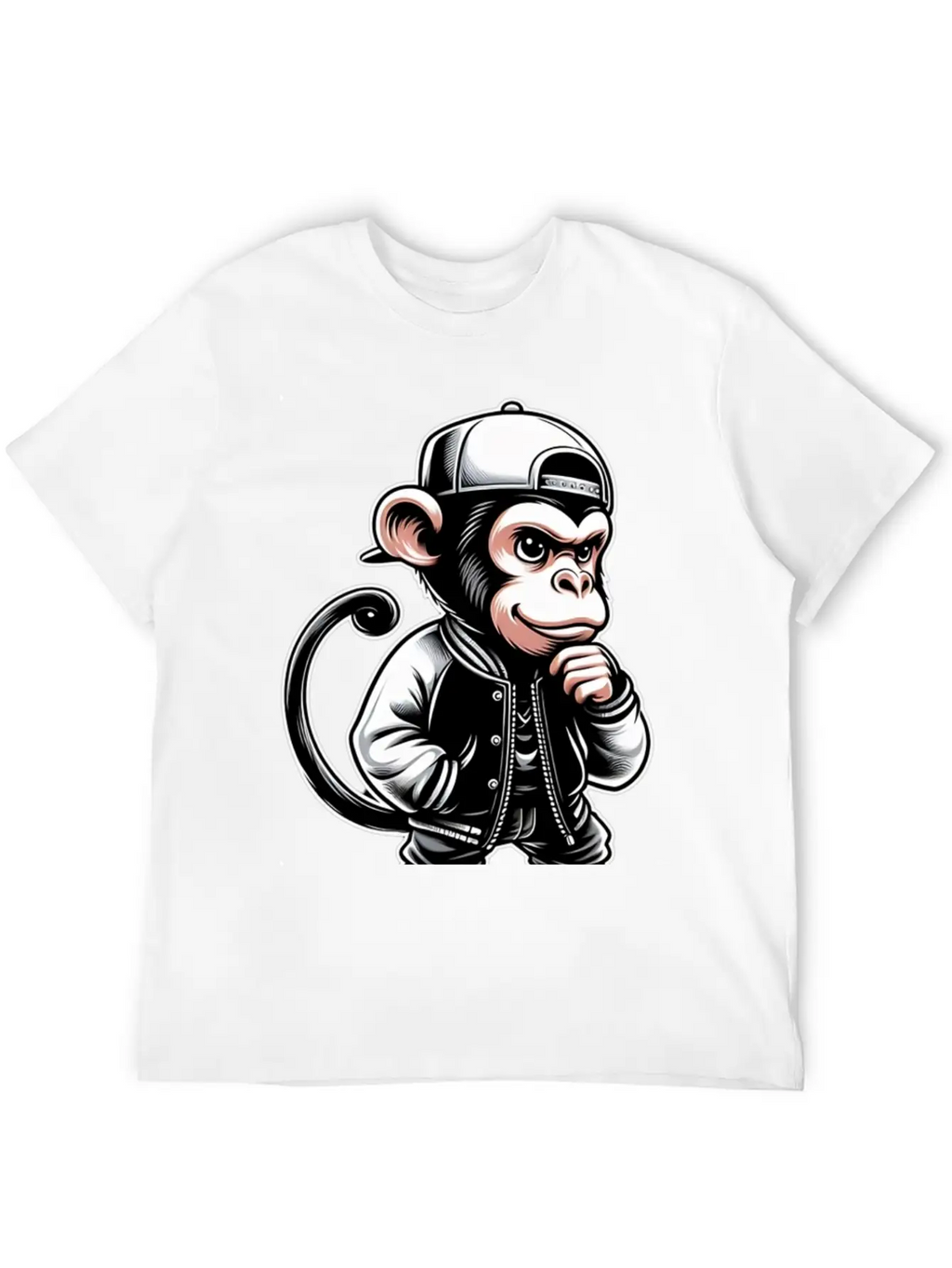 T-shirt Funny Of A Monkey Dressed As Rap Timeless Short Sleeve Tee – Comfy And Minimalist Design