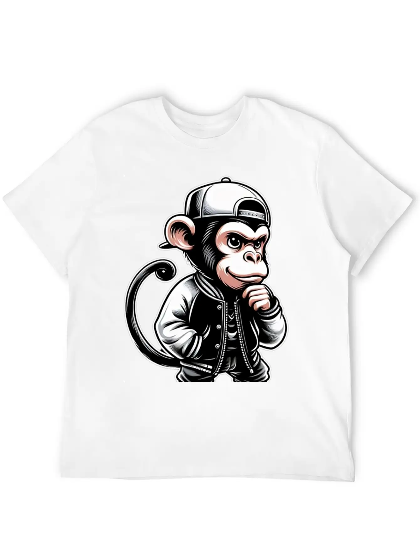 T-shirt Funny Of A Monkey Dressed As Rap Timeless Short Sleeve Tee – Comfy And Minimalist Design