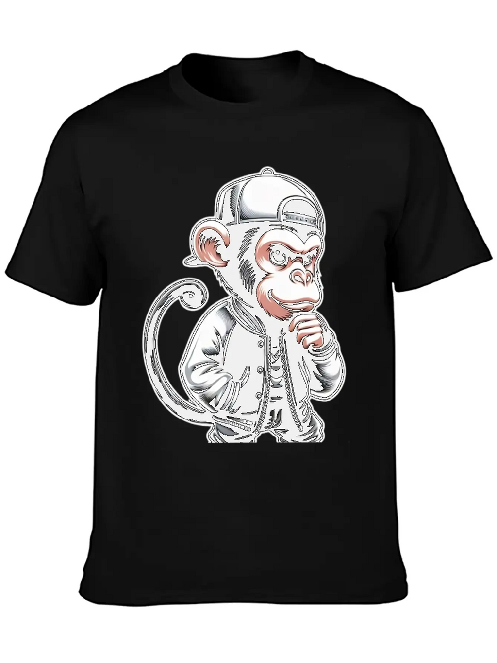T-shirt Funny Of A Monkey Dressed As Rap Timeless Short Sleeve Tee – Comfy And Minimalist Design