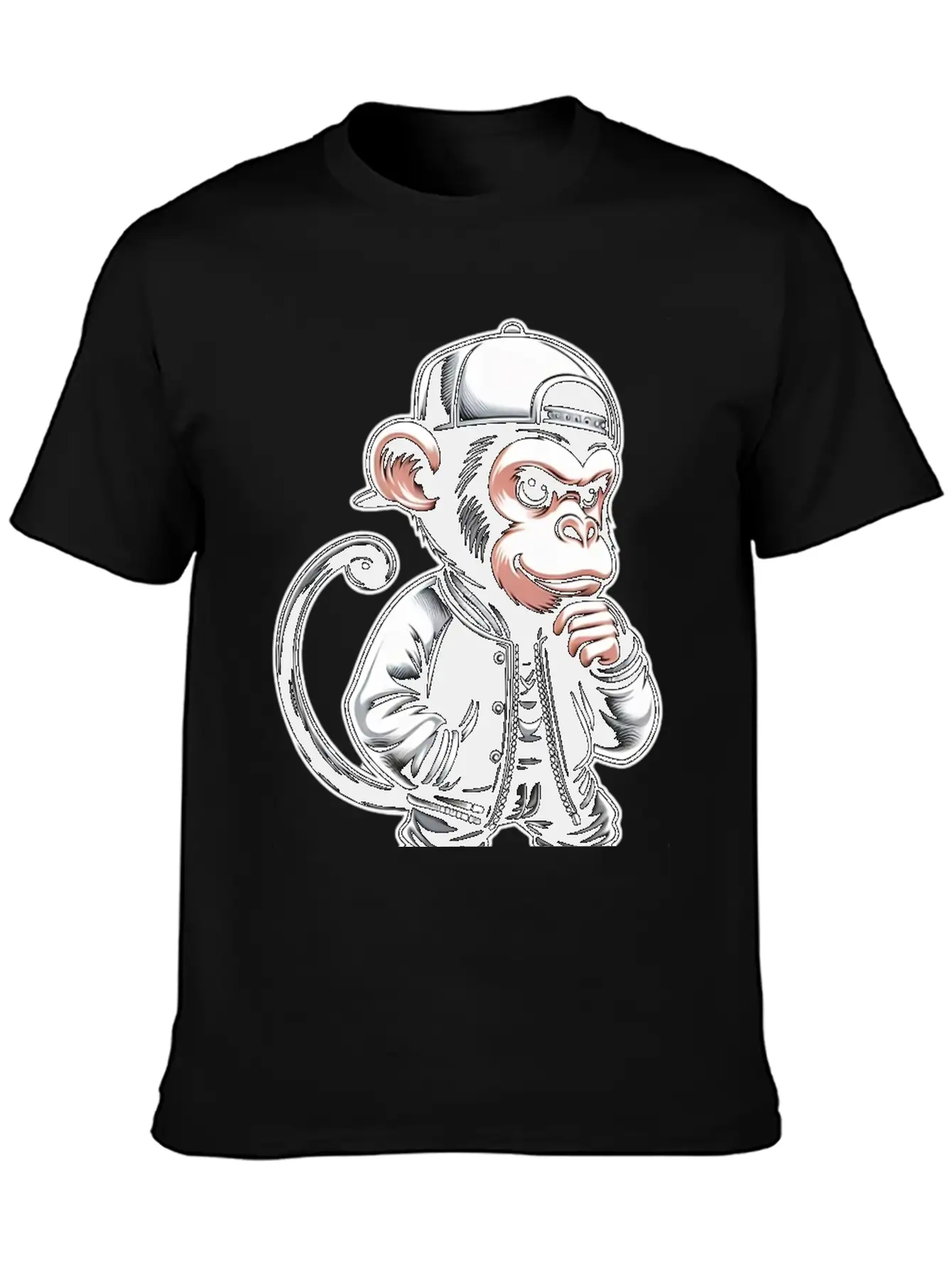 T-shirt Funny Of A Monkey Dressed As Rap Timeless Short Sleeve Tee – Comfy And Minimalist Design