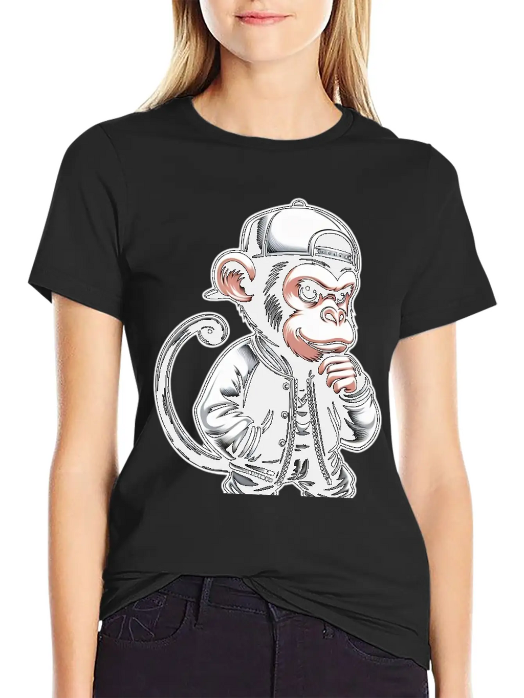 T-shirt Funny Of A Monkey Dressed As Rap Timeless Short Sleeve Tee – Comfy And Minimalist Design