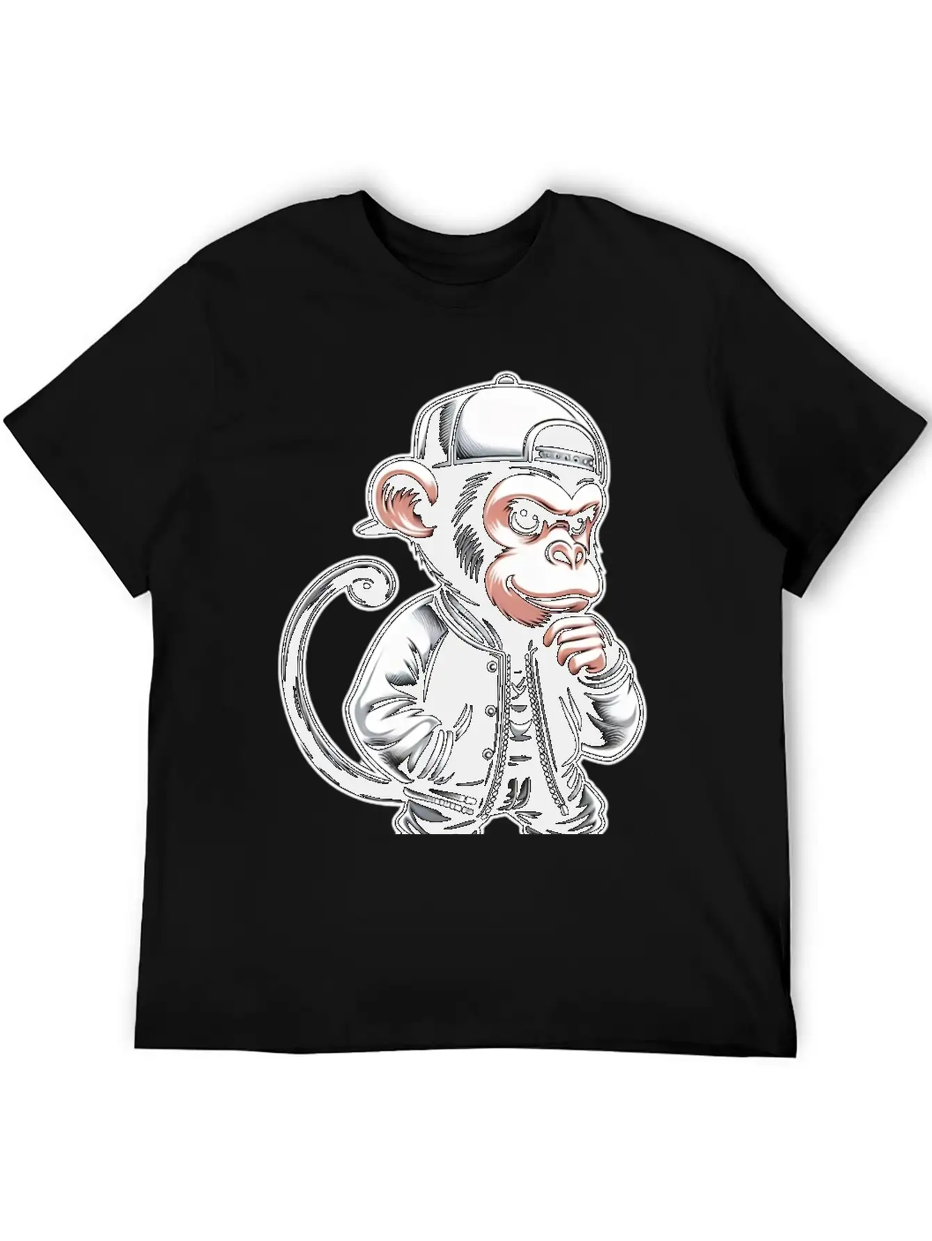 T-shirt Funny Of A Monkey Dressed As Rap Timeless Short Sleeve Tee – Comfy And Minimalist Design
