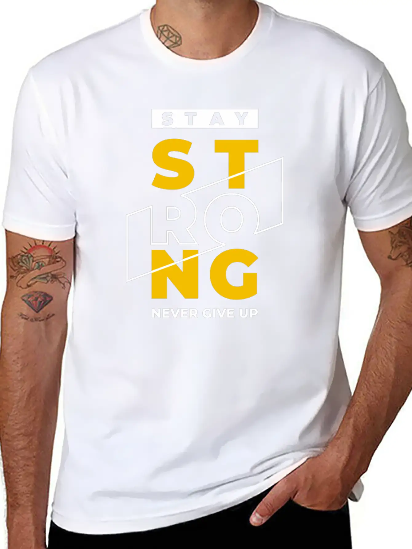 T-shirt Stay Strong Never Give Up Timeless Short Sleeve Tee – Comfy And Minimalist Design