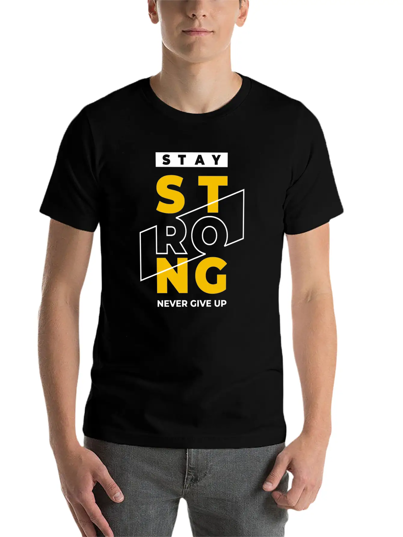 T-shirt Stay Strong Never Give Up Timeless Short Sleeve Tee – Comfy And Minimalist Design