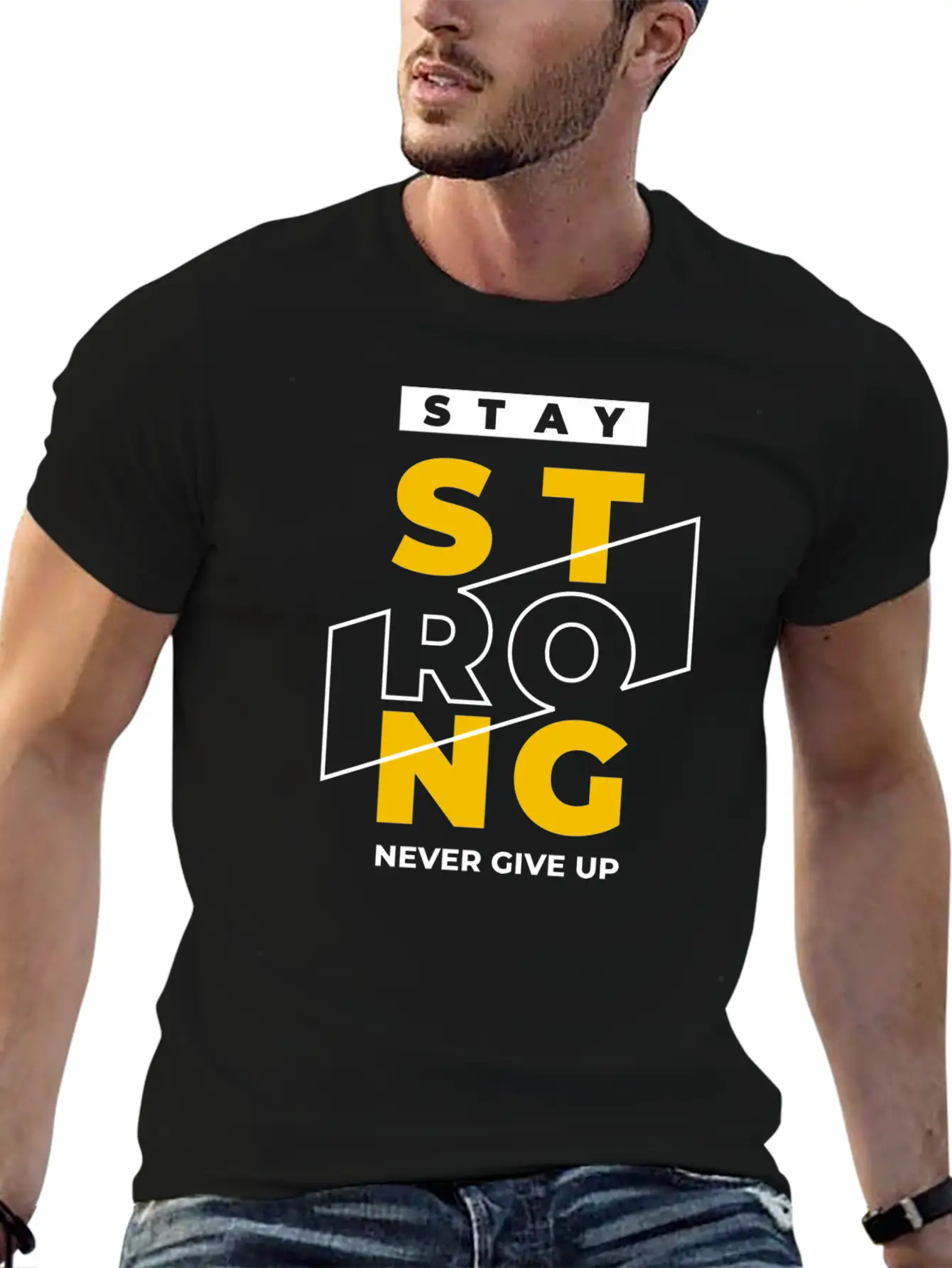 T-shirt Stay Strong Never Give Up Timeless Short Sleeve Tee – Comfy And Minimalist Design