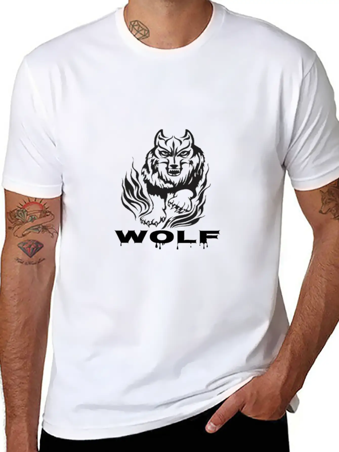 T-shirt Wolf Men;s | Wolf In Black Classic Cotton Tee – Unisex Comfort For Any Season