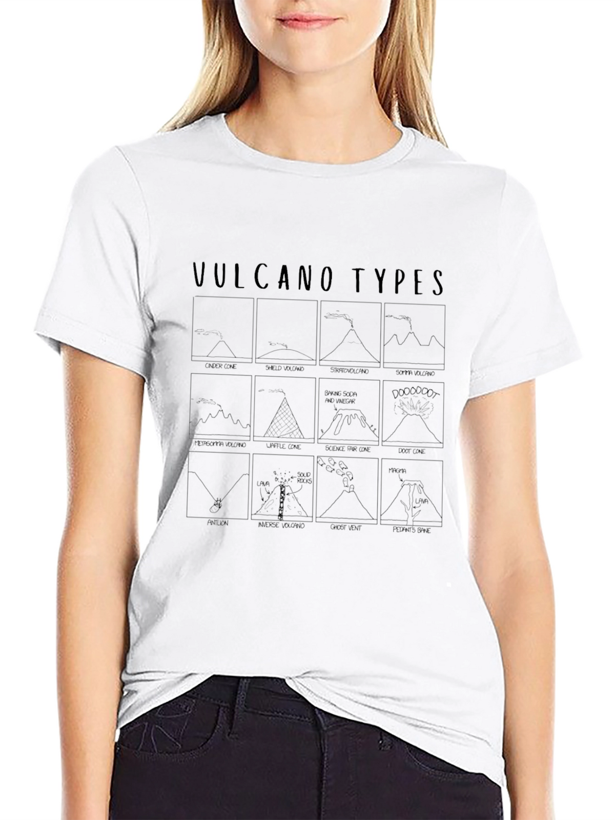Volcano Types Black Graphic T-Shirt