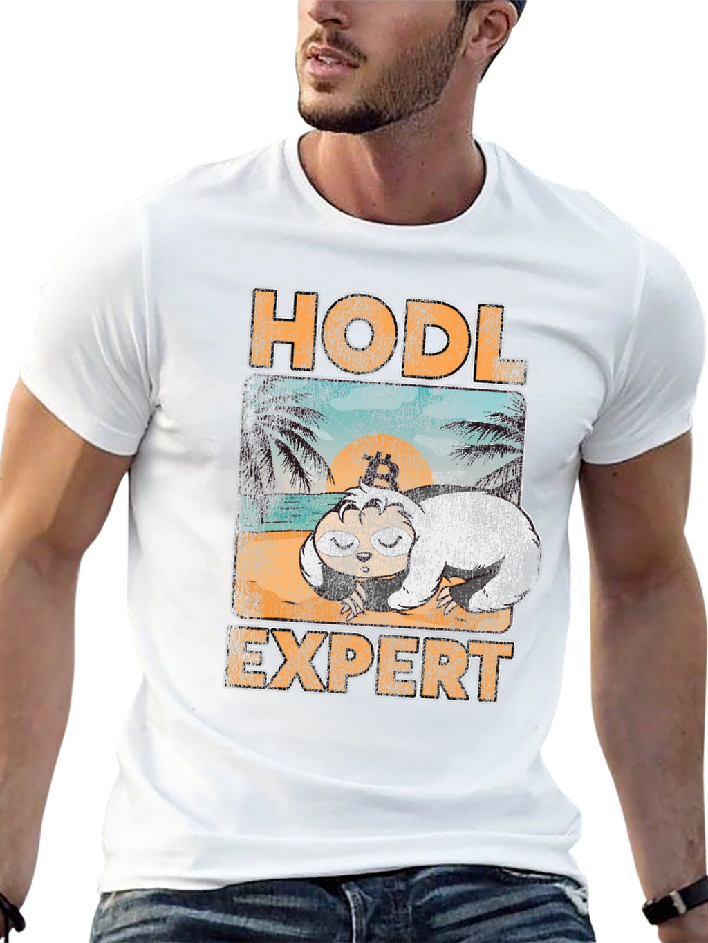 HODL Expert T-Shirt - Bitcoin Sloth Design