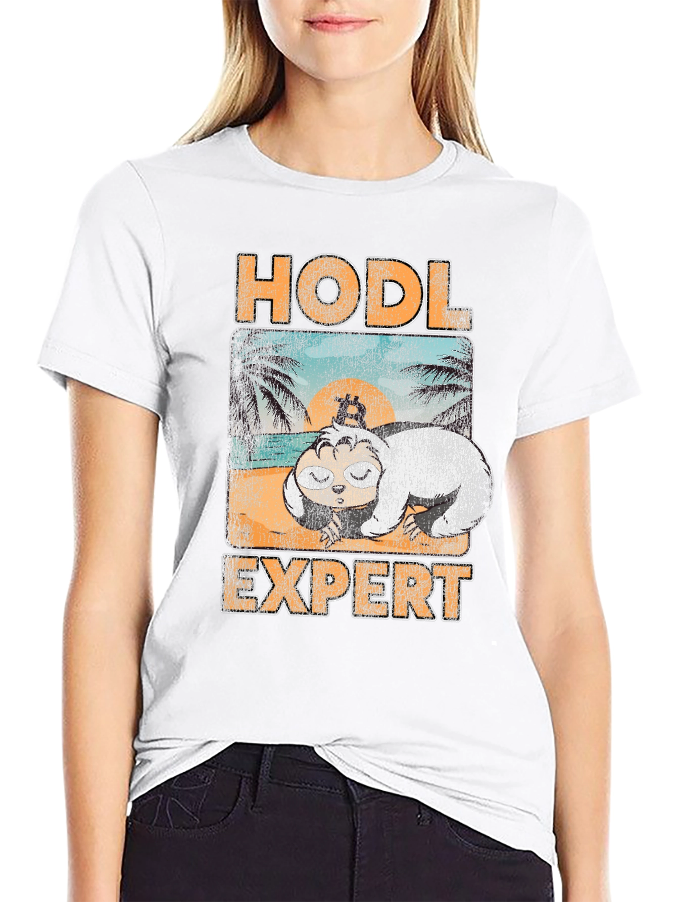 HODL Expert T-Shirt - Bitcoin Sloth Design