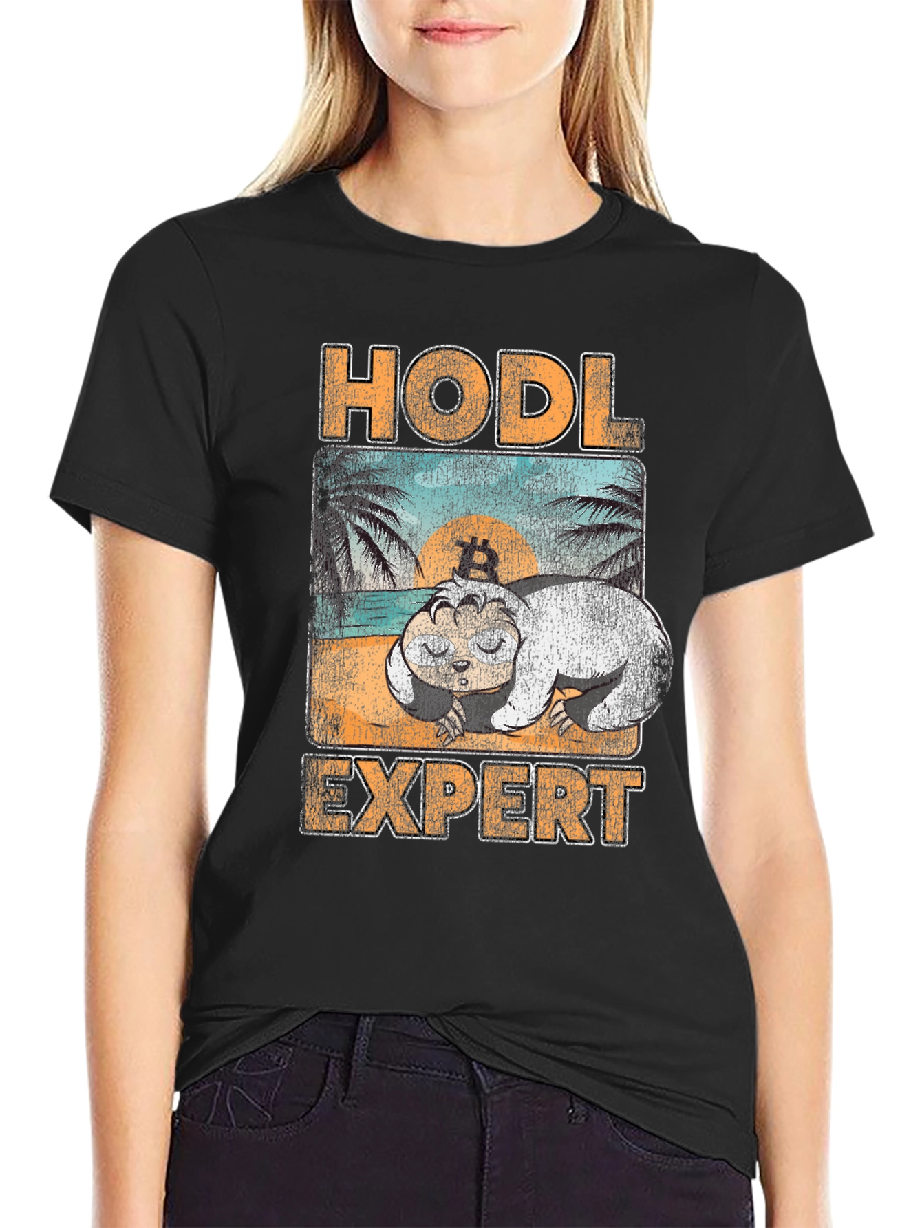 HODL Expert T-Shirt - Bitcoin Sloth Design