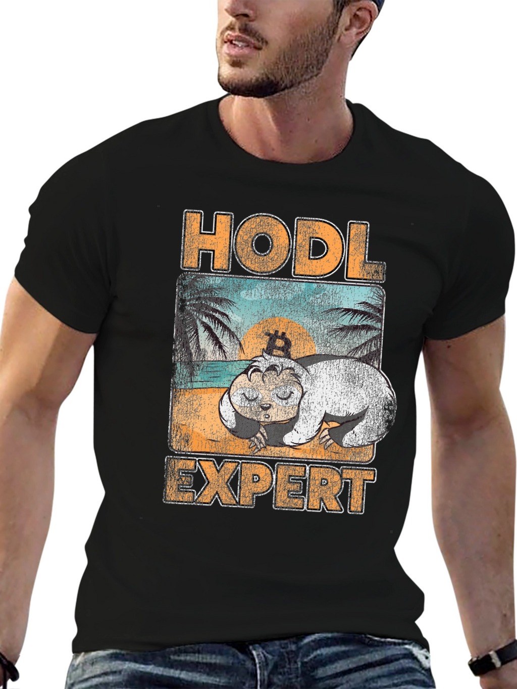 HODL Expert T-Shirt - Bitcoin Sloth Design