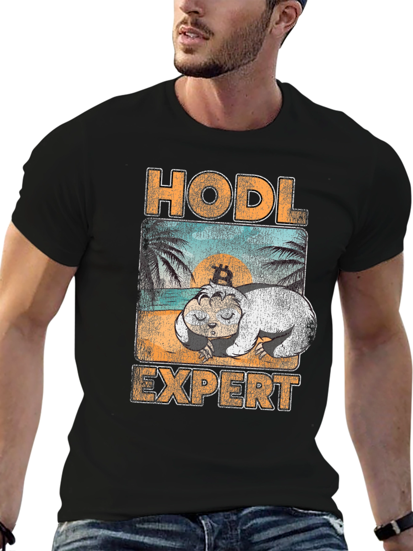 HODL Expert T-Shirt - Bitcoin Sloth Design