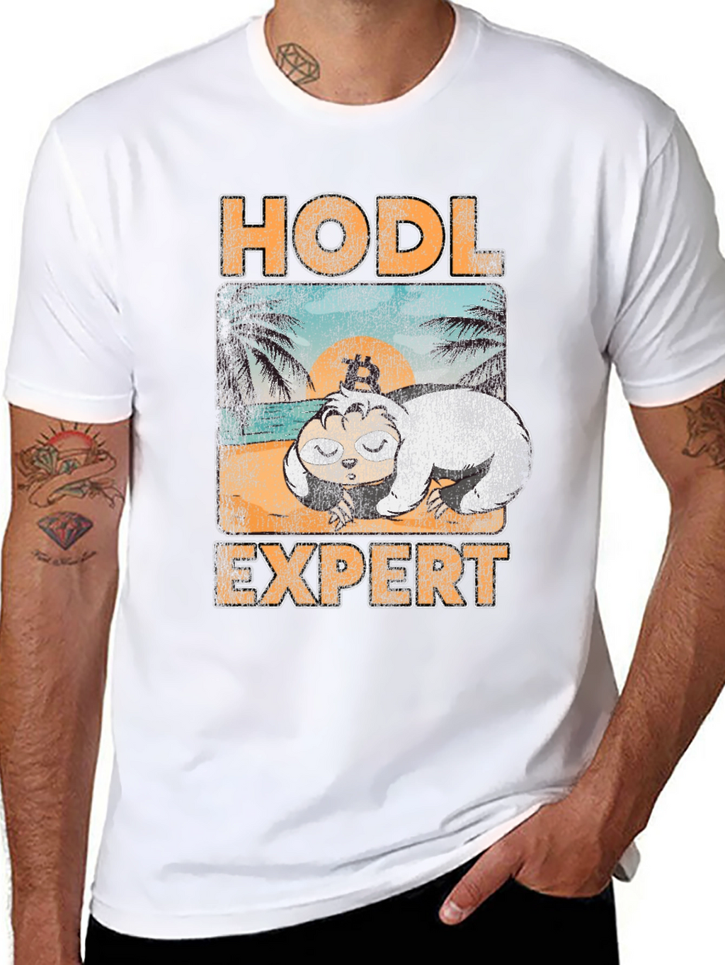 HODL Expert T-Shirt - Bitcoin Sloth Design
