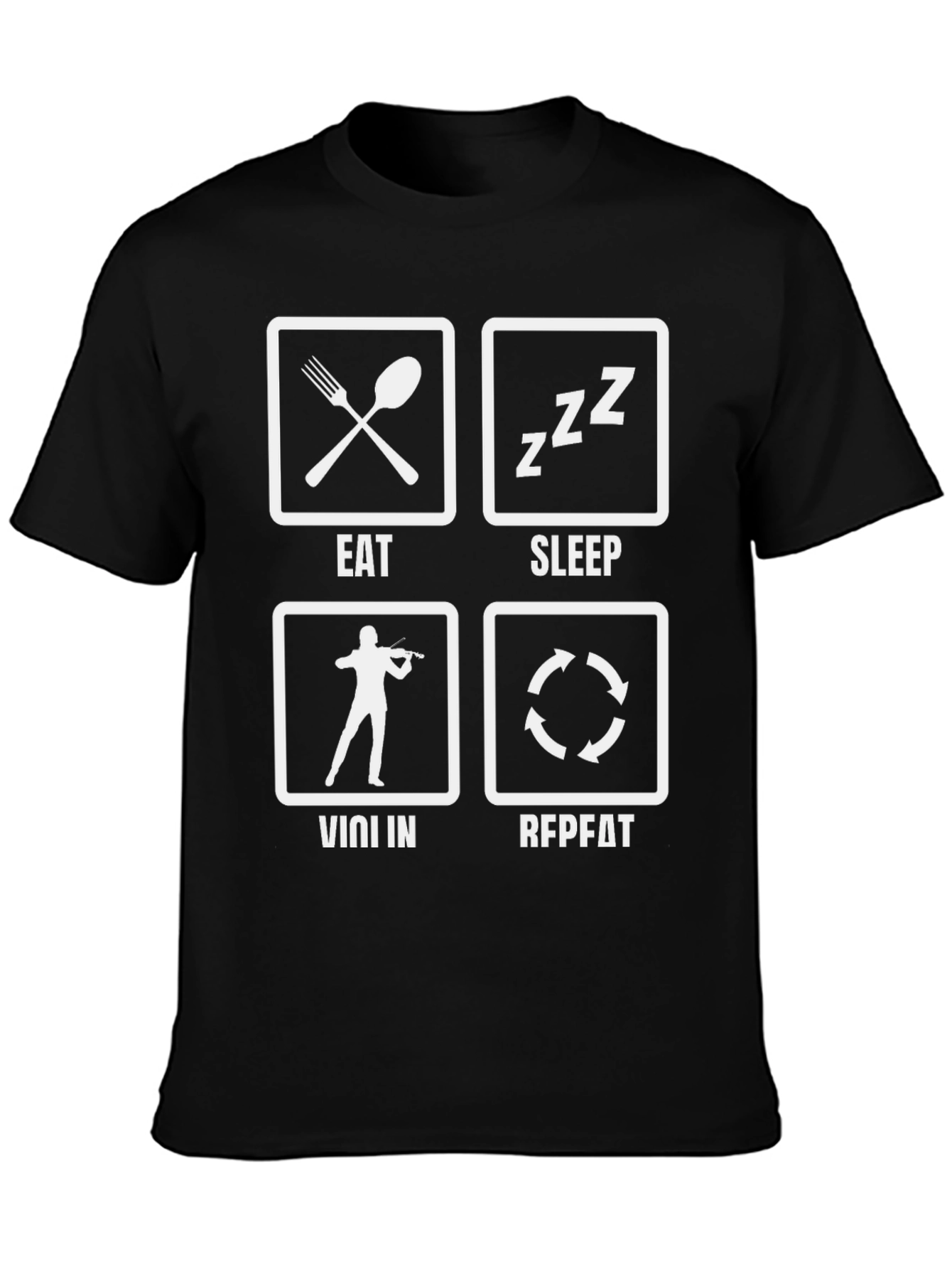 Eat Sleep Violin Repeat Black T-Shirt