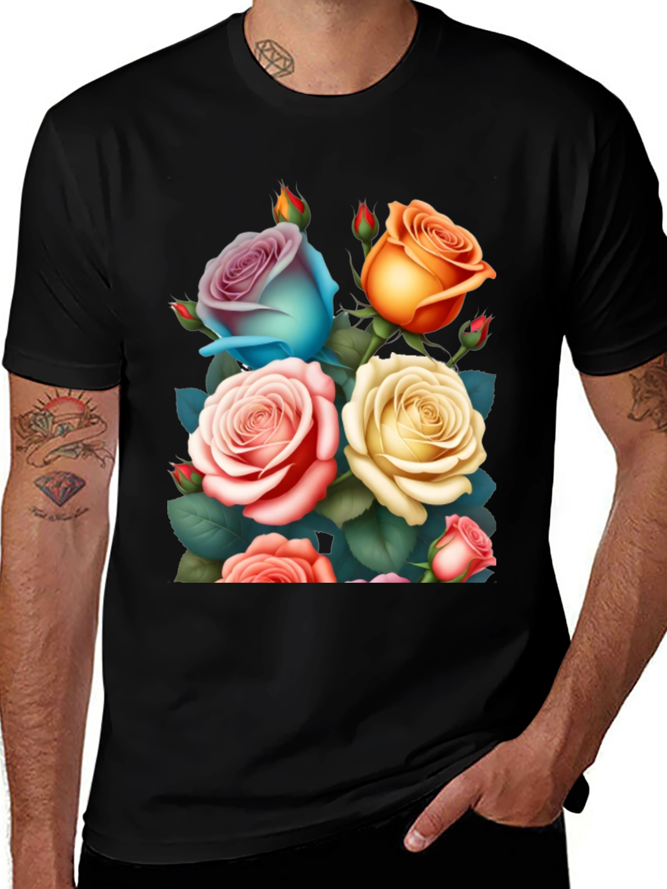 Floral Rose Graphic Tee - Stylish & Unique Design