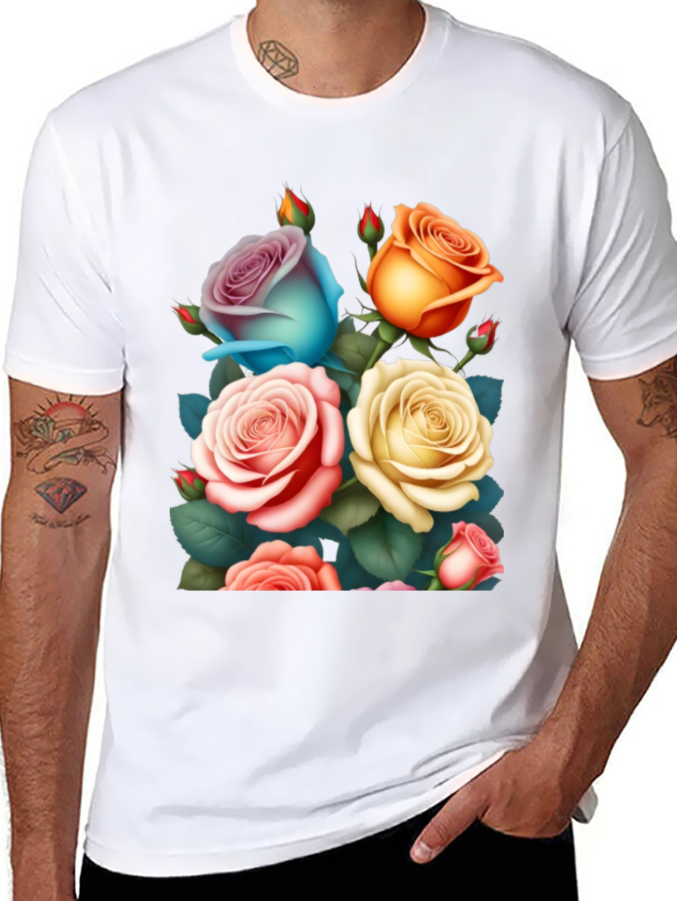 Floral Rose Graphic Tee - Stylish & Unique Design