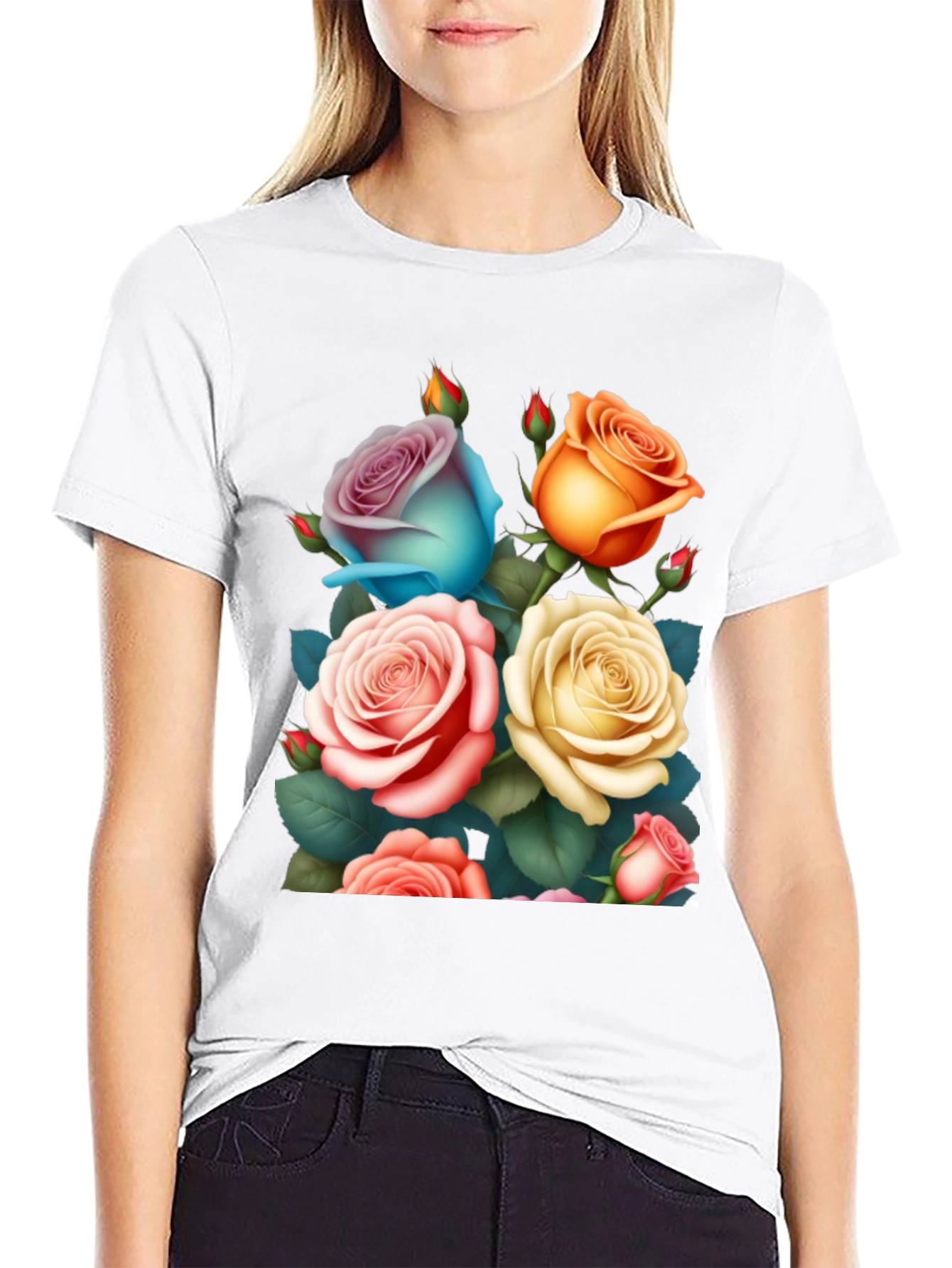Floral Rose Graphic Tee - Stylish & Unique Design