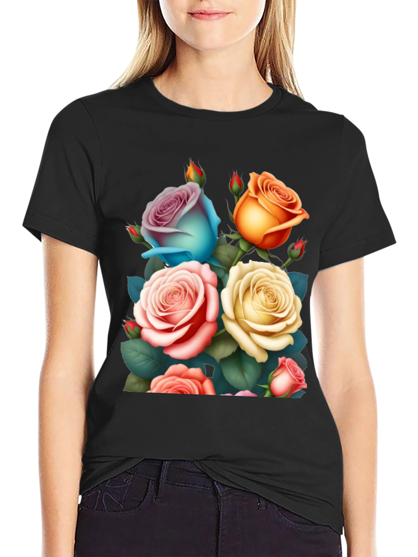 Floral Rose Graphic Tee - Stylish & Unique Design