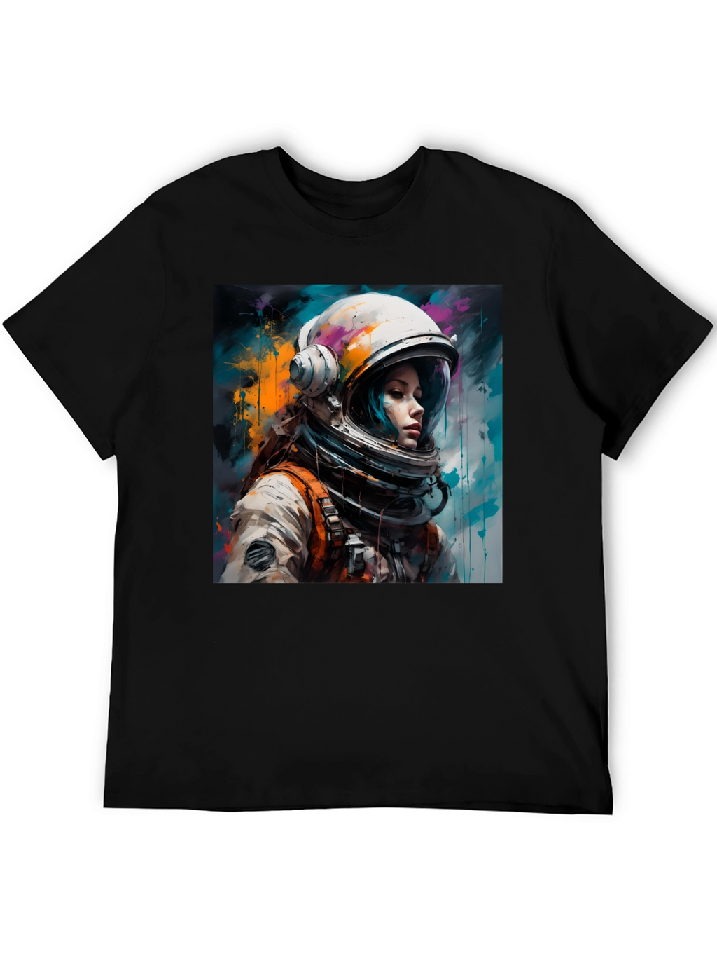 Astronaut Woman Graphic Tee - Black