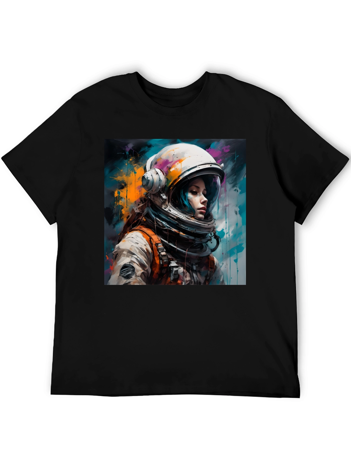 Astronaut Woman Graphic Tee - Black