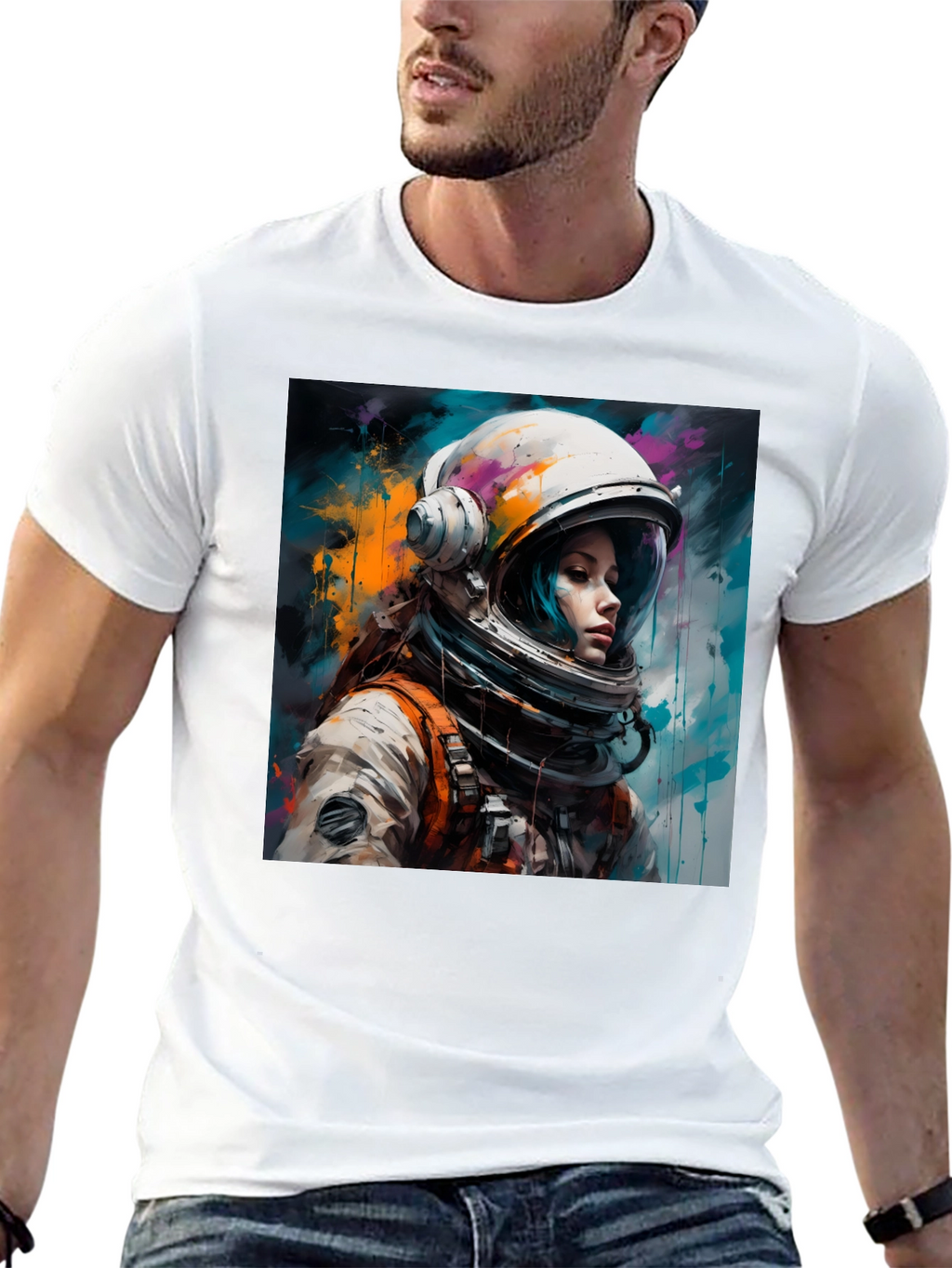 Astronaut Woman Graphic Tee - Black