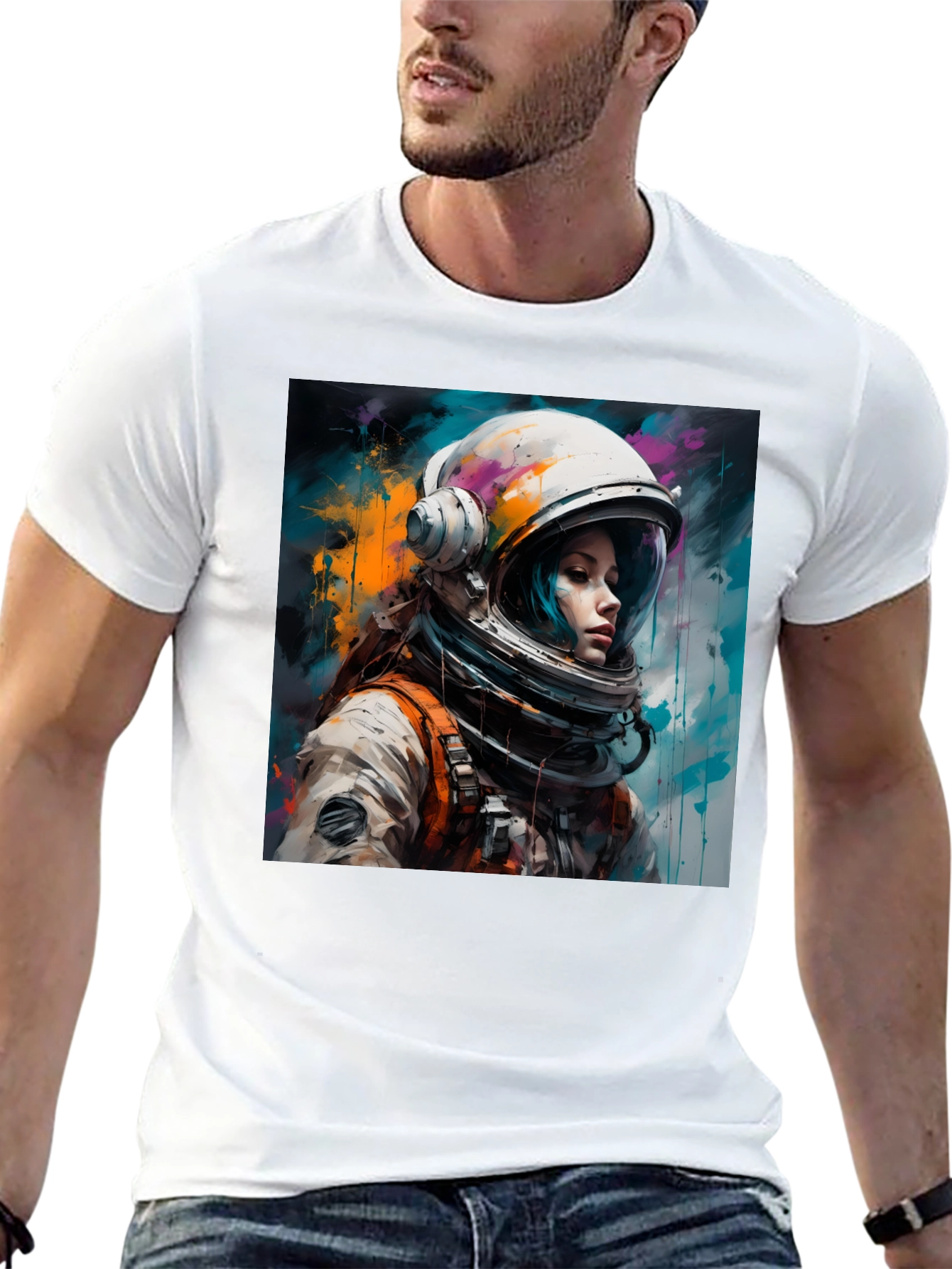 Astronaut Woman Graphic Tee - Black