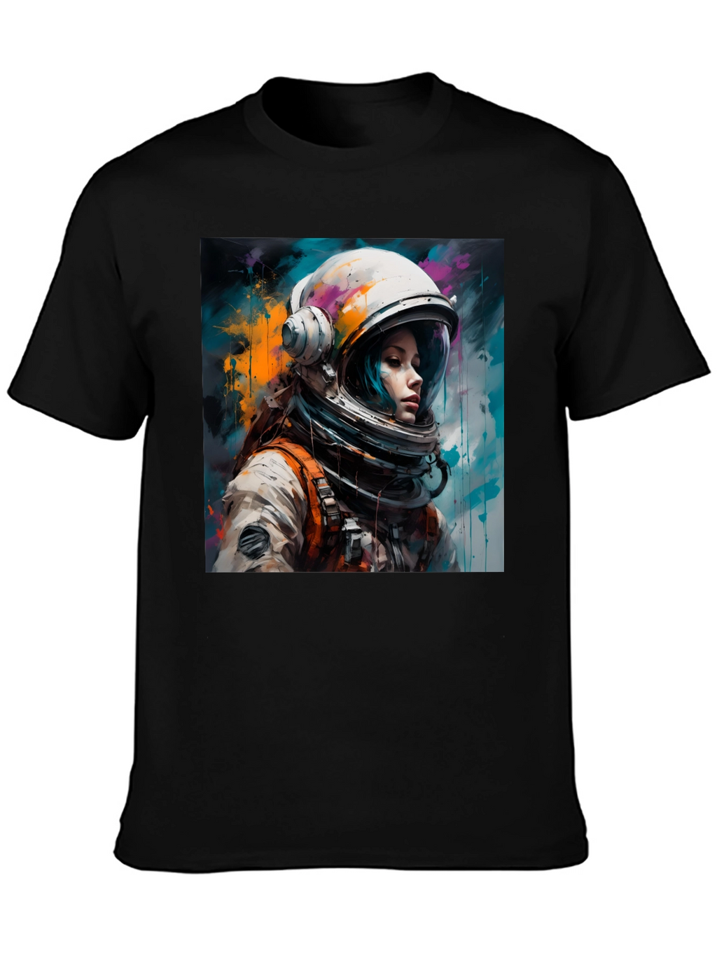 Astronaut Woman Graphic Tee - Black