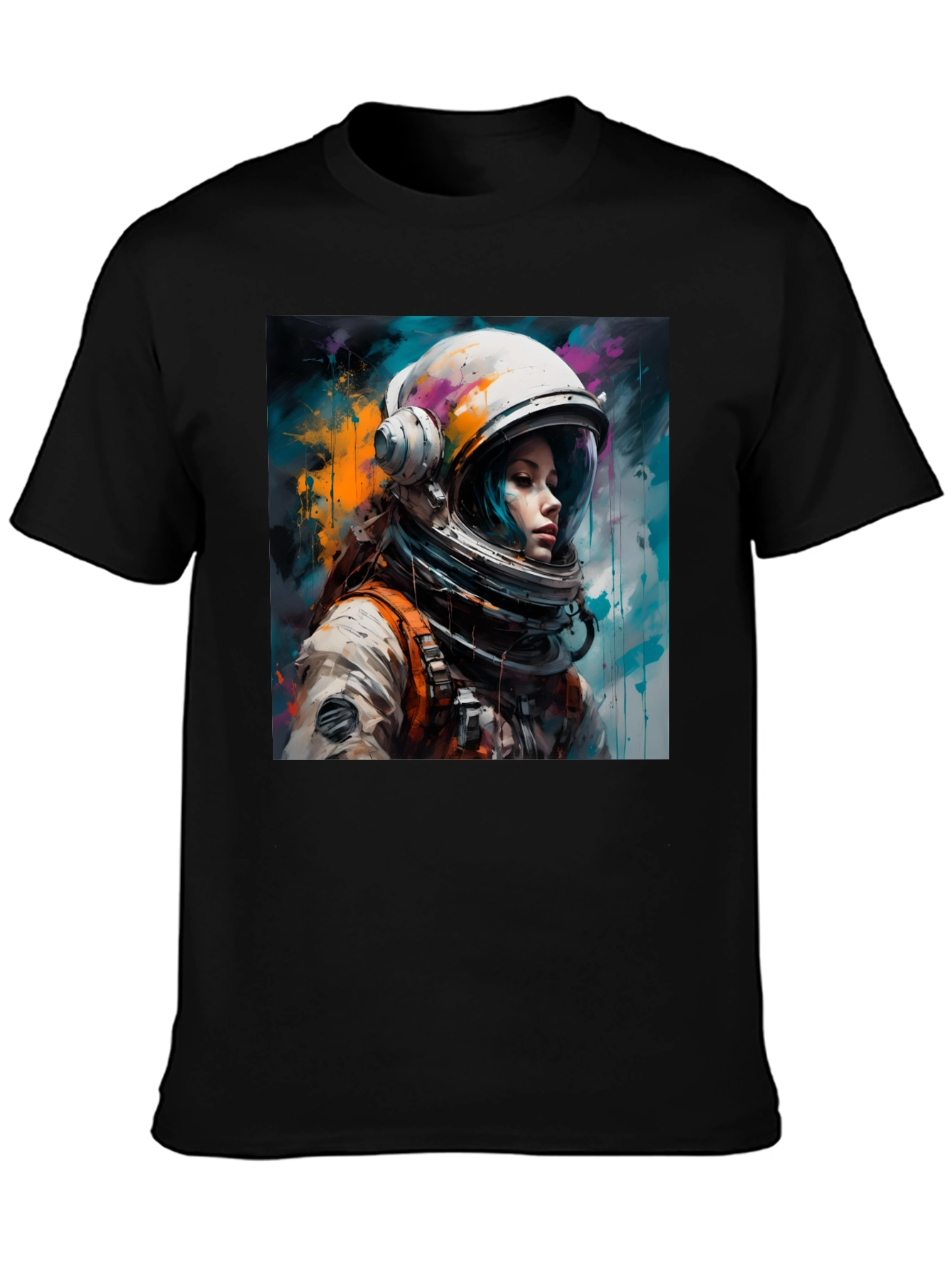 Astronaut Woman Graphic Tee - Black