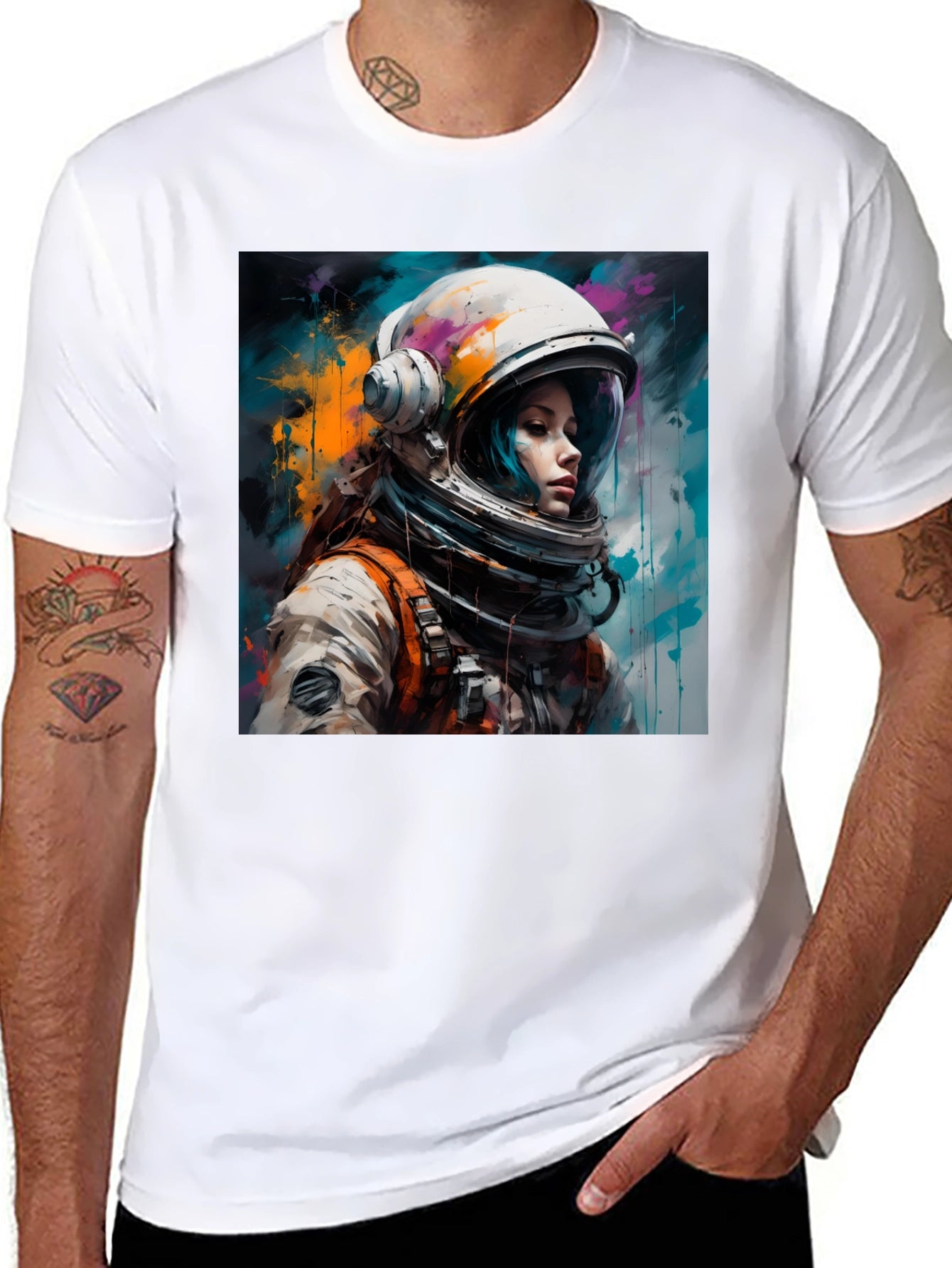 Astronaut Woman Graphic Tee - Black