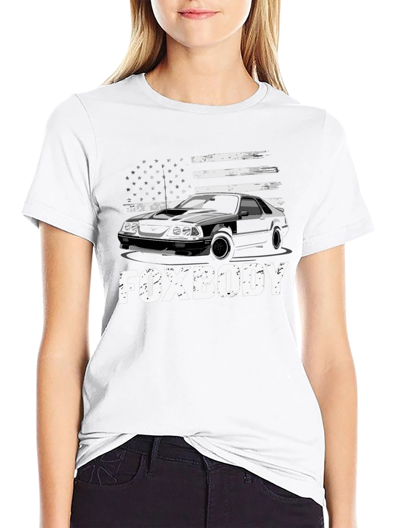 Foxbody Mustang American Flag Graphic T-Shirt