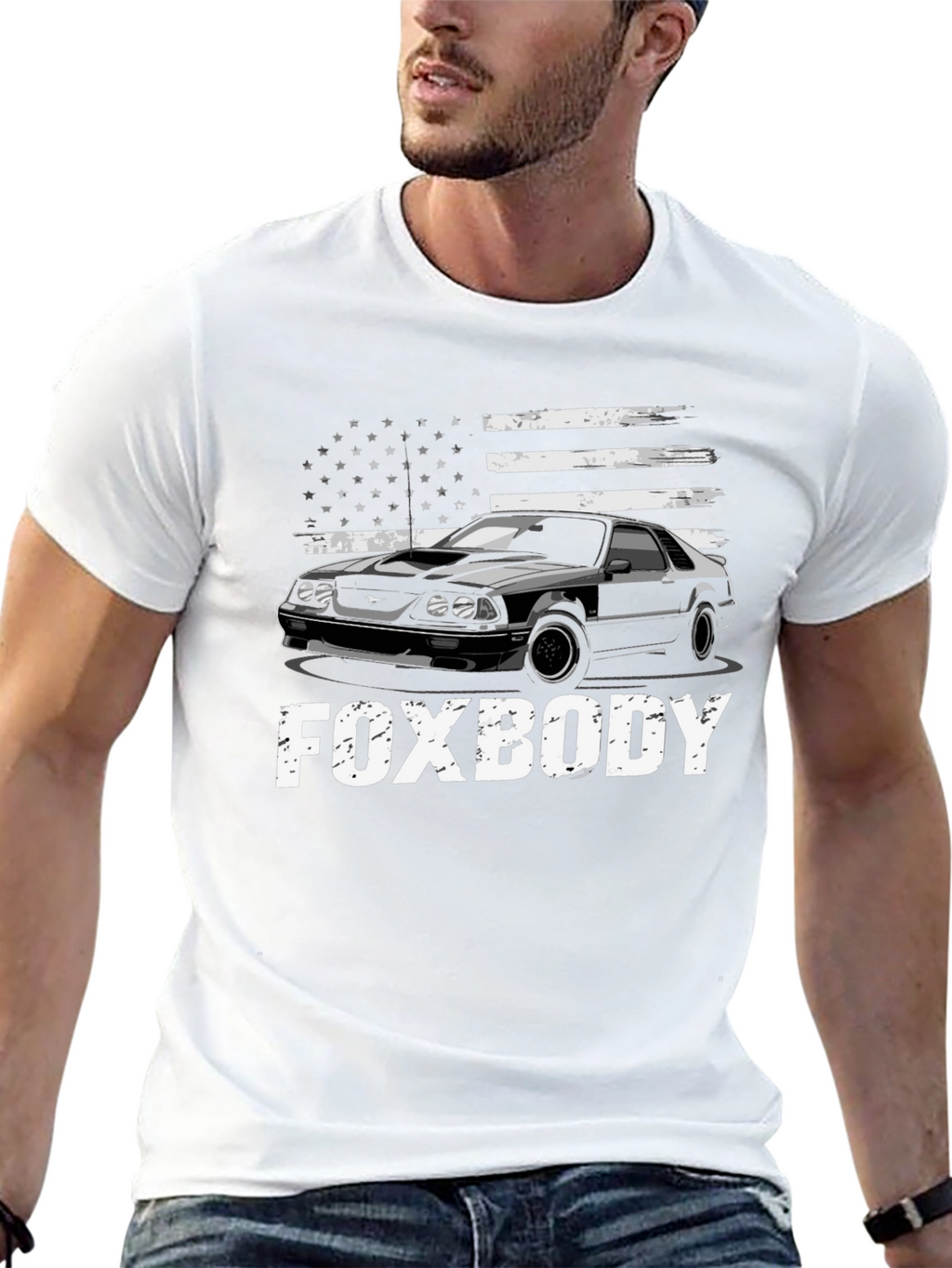 Foxbody Mustang American Flag Graphic T-Shirt