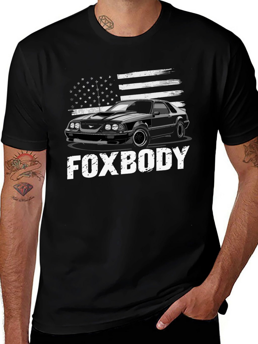 Foxbody Mustang American Flag Graphic T-Shirt