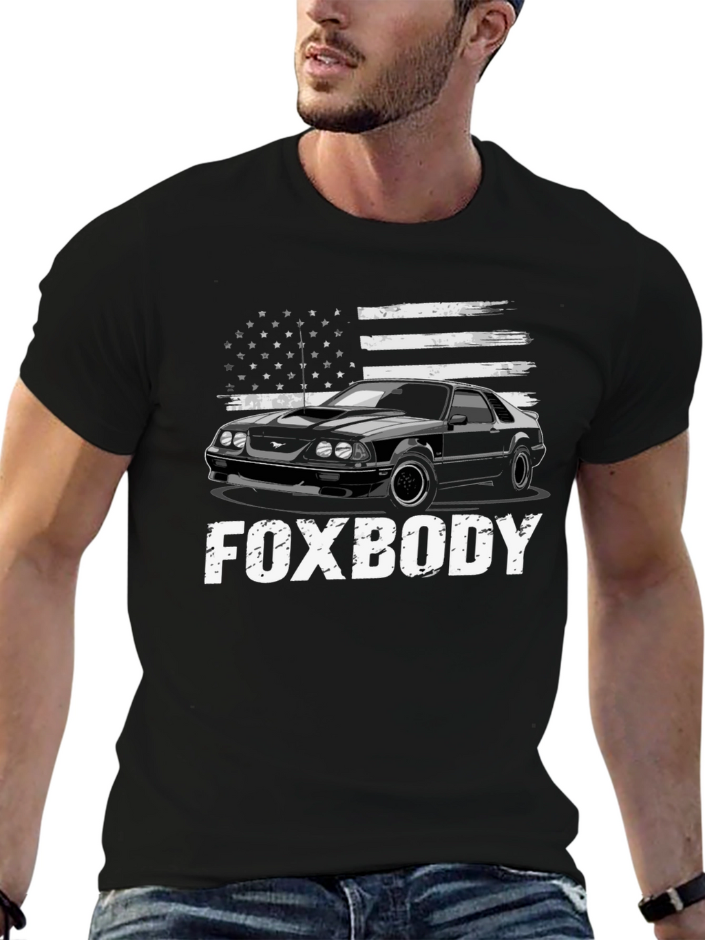 Foxbody Mustang American Flag Graphic T-Shirt