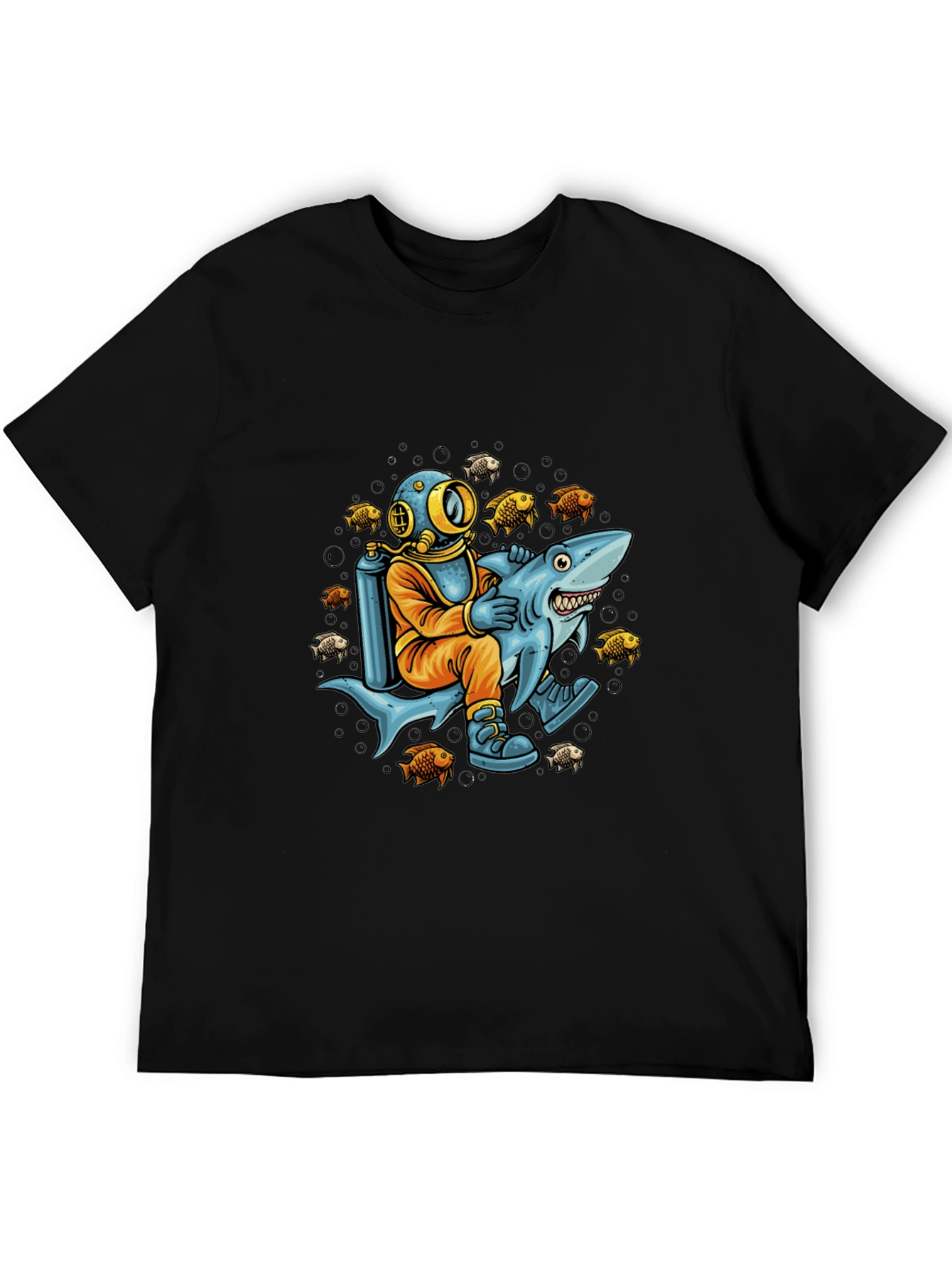 Diver Riding Shark Graphic Tee