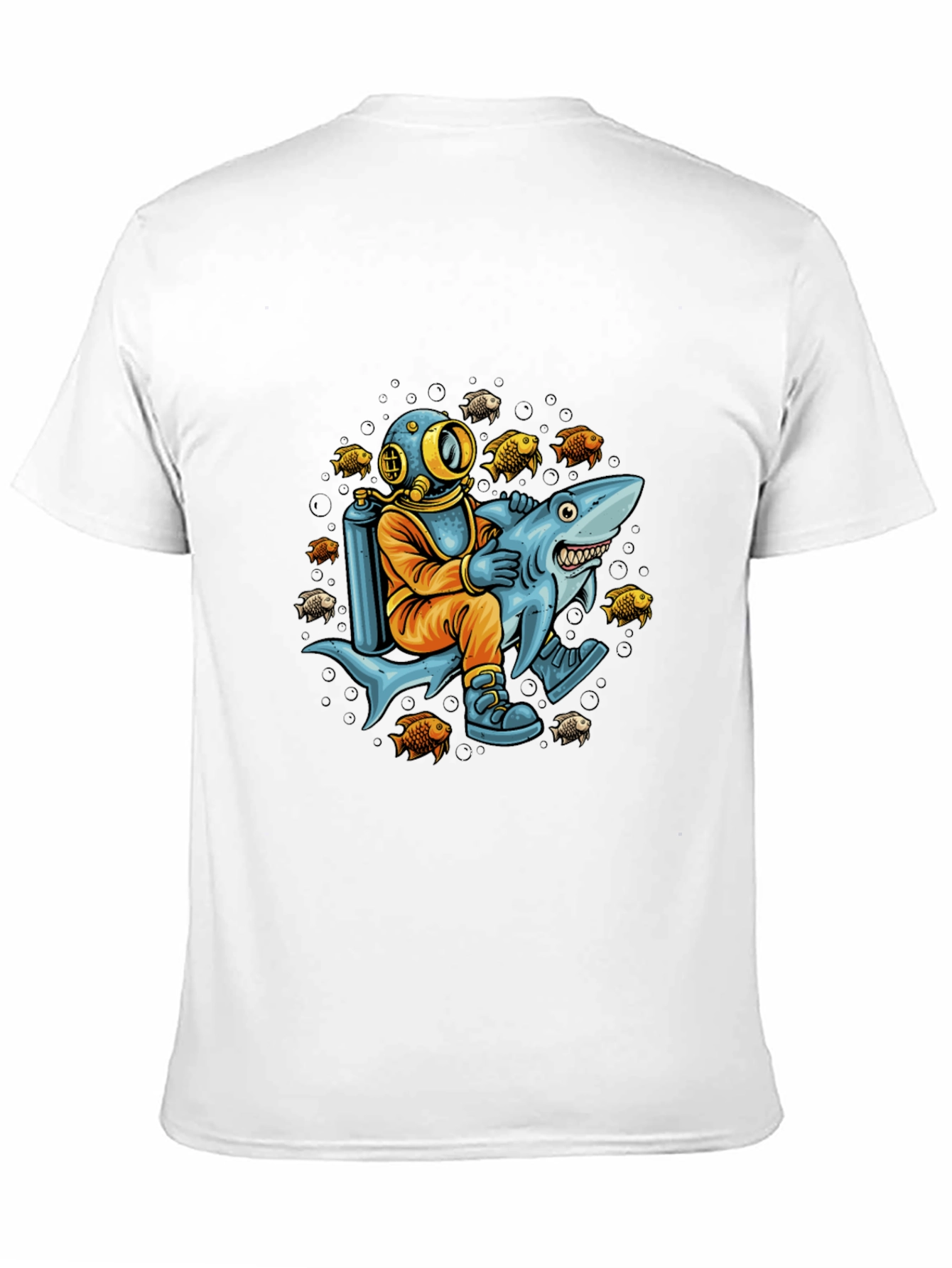 Diver Riding Shark Graphic Tee