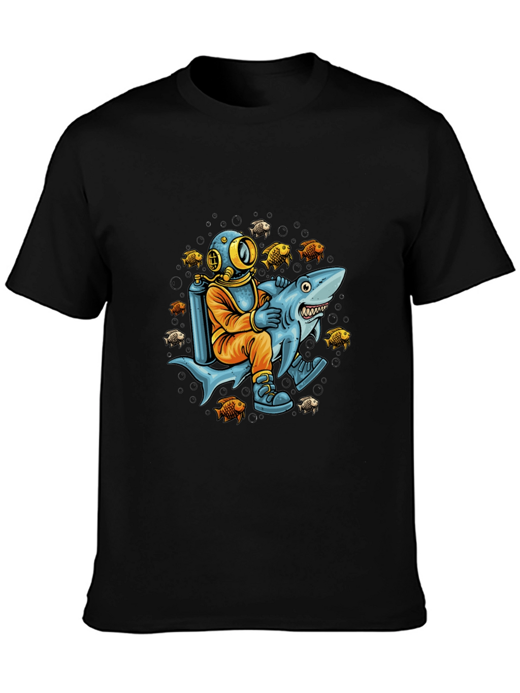 Diver Riding Shark Graphic Tee