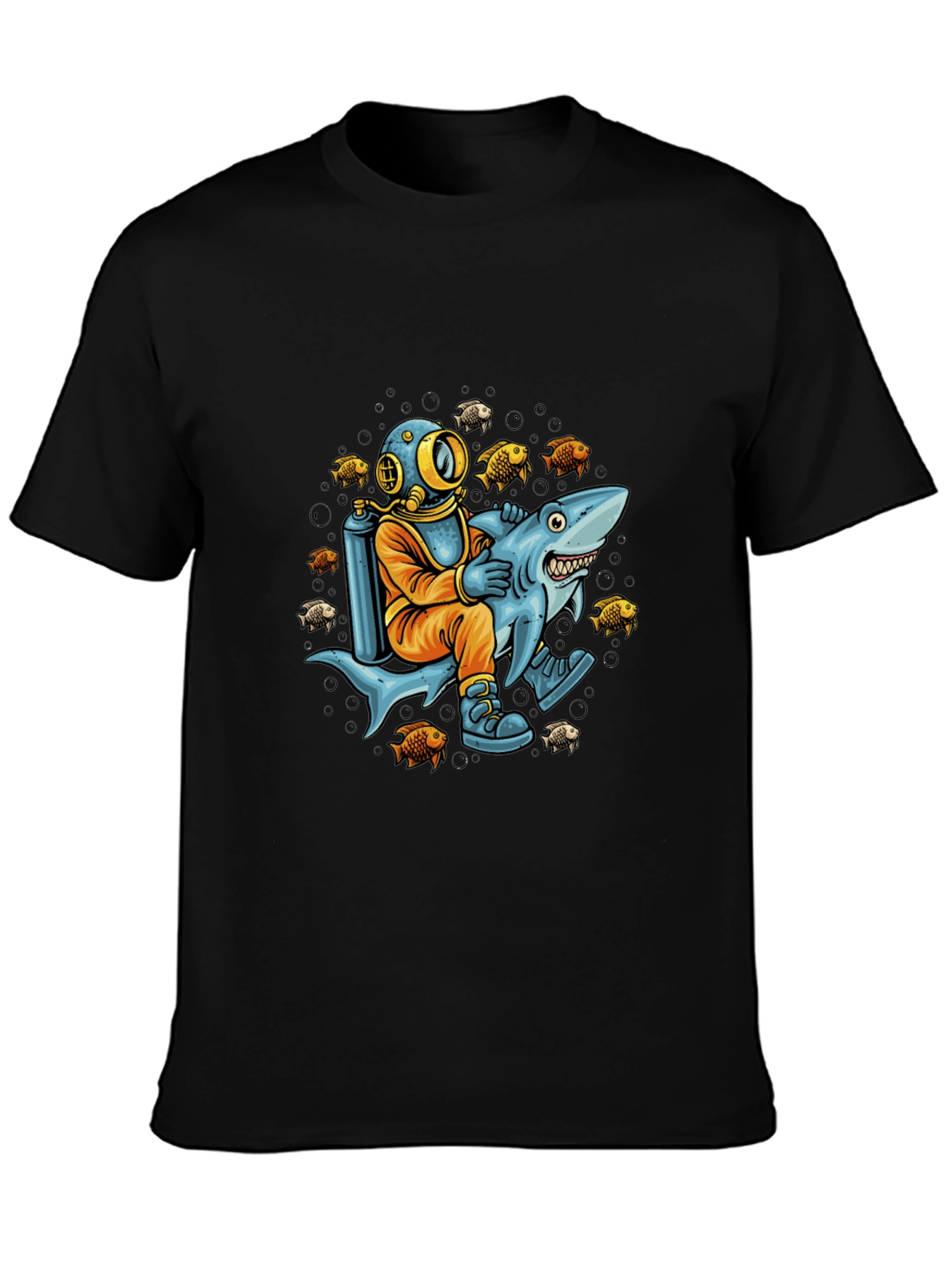 Diver Riding Shark Graphic Tee