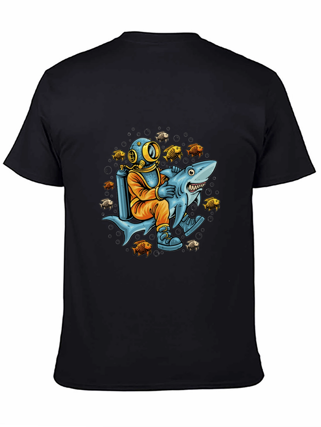 Diver Riding Shark Graphic Tee