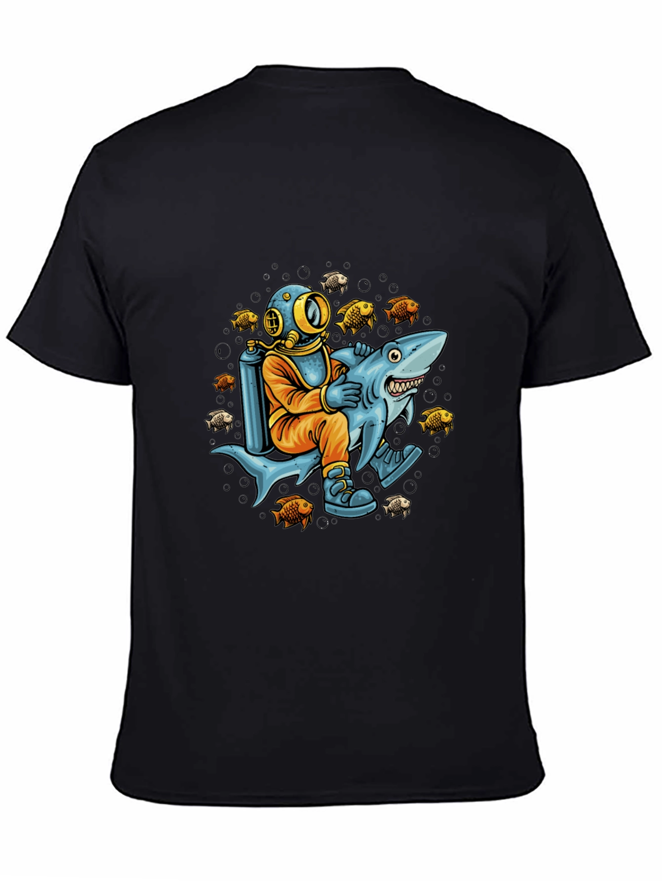 Diver Riding Shark Graphic Tee