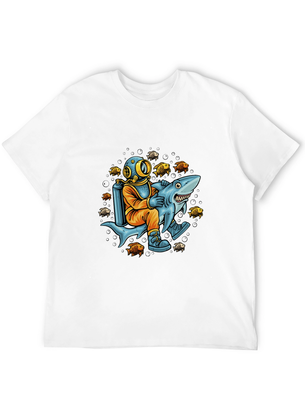 Diver Riding Shark Graphic Tee