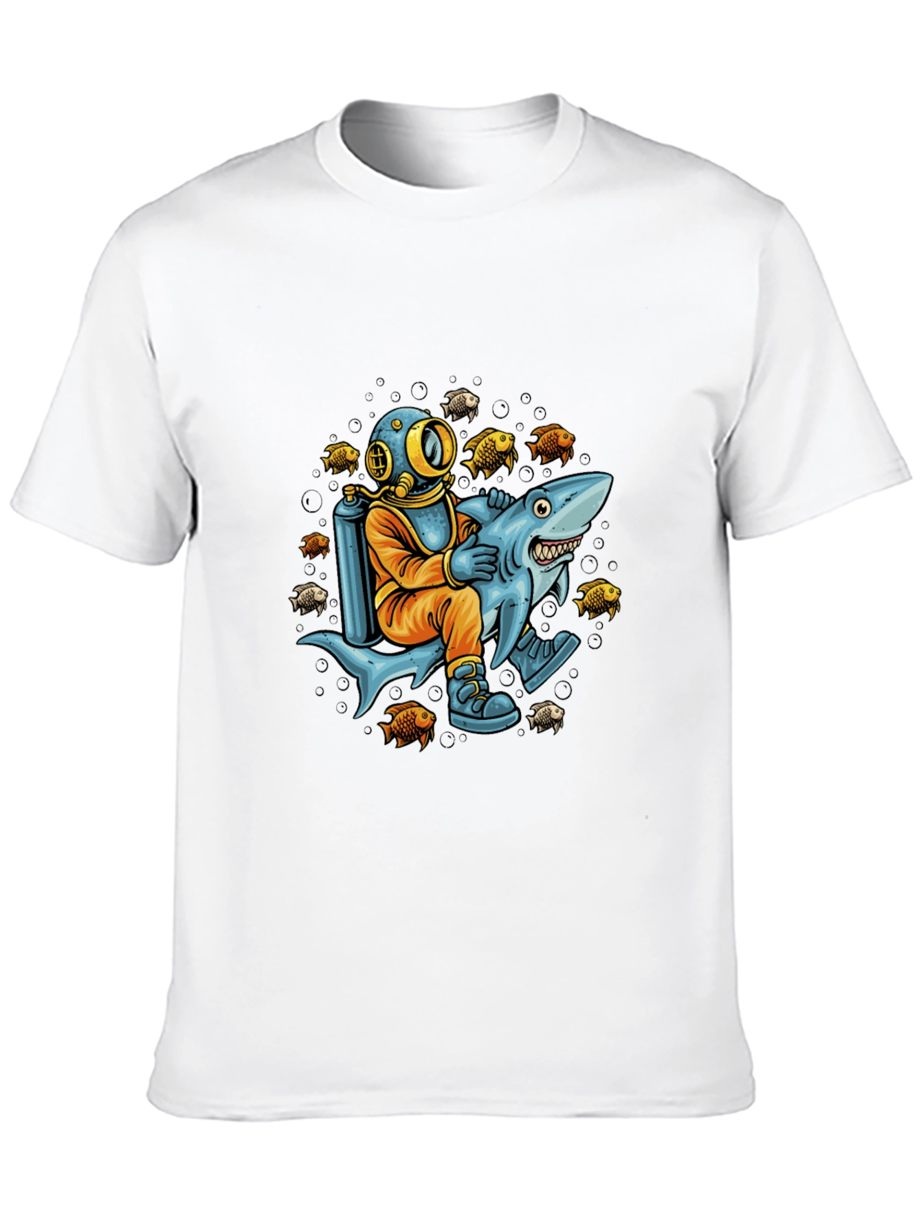 Diver Riding Shark Graphic Tee
