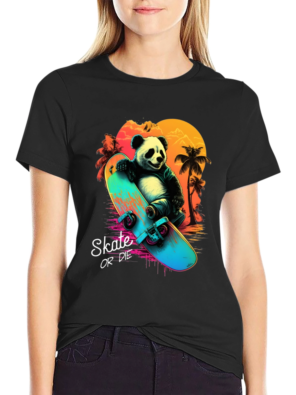 Panda Skate or Die Graphic T-Shirt