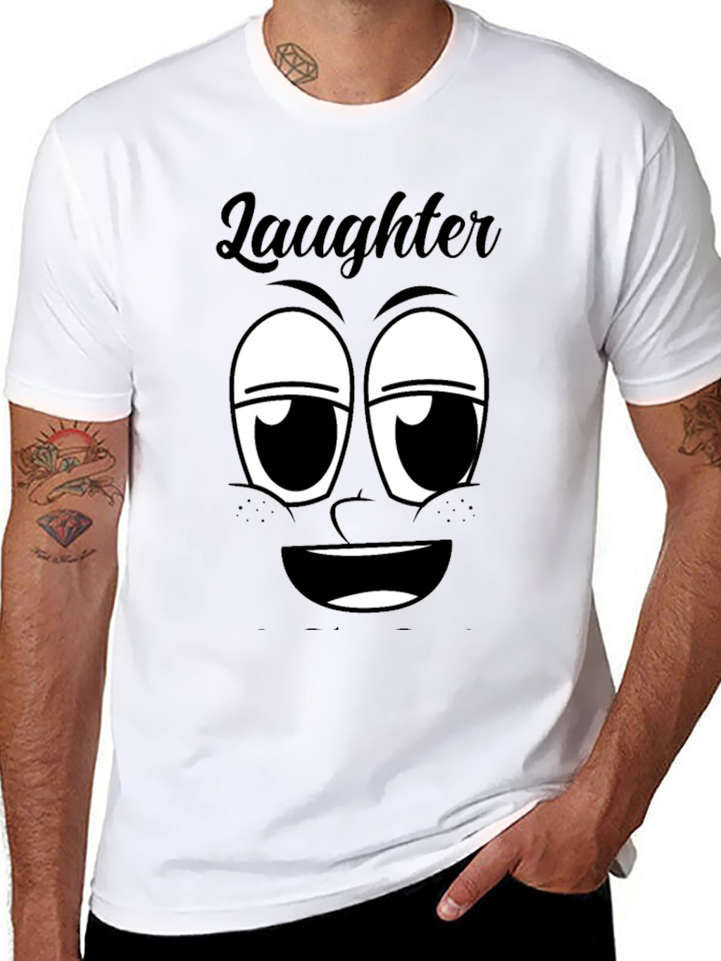 Laughter Face Graphic T-Shirt - Black Cotton Tee