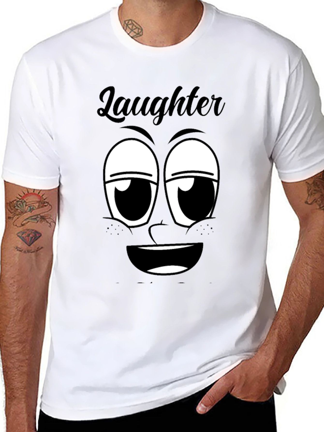 Laughter Face Graphic T-Shirt - Black Cotton Tee