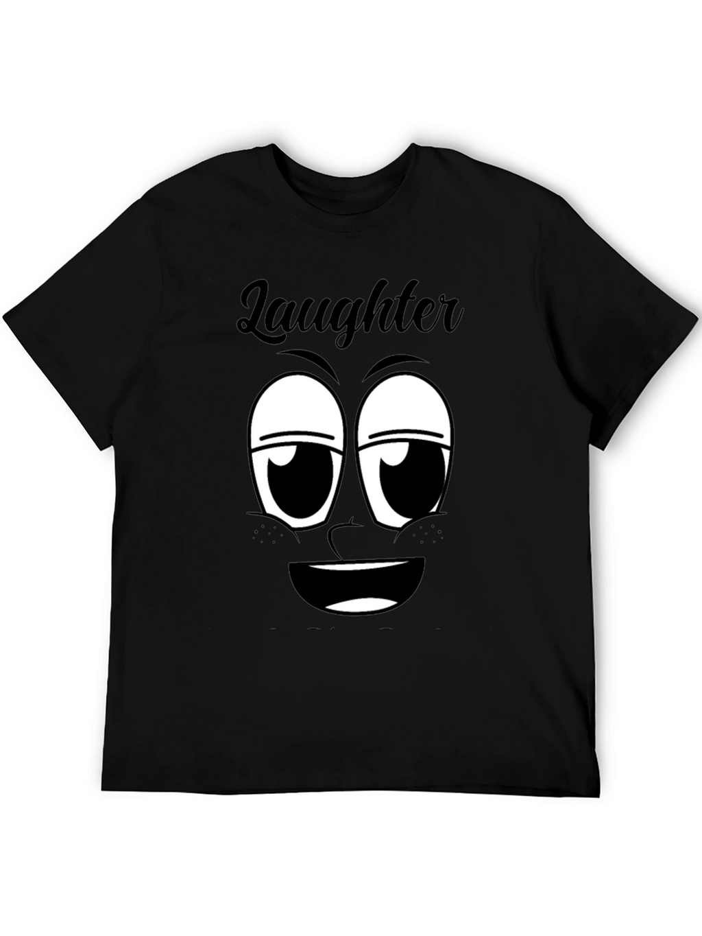 Laughter Face Graphic T-Shirt - Black Cotton Tee